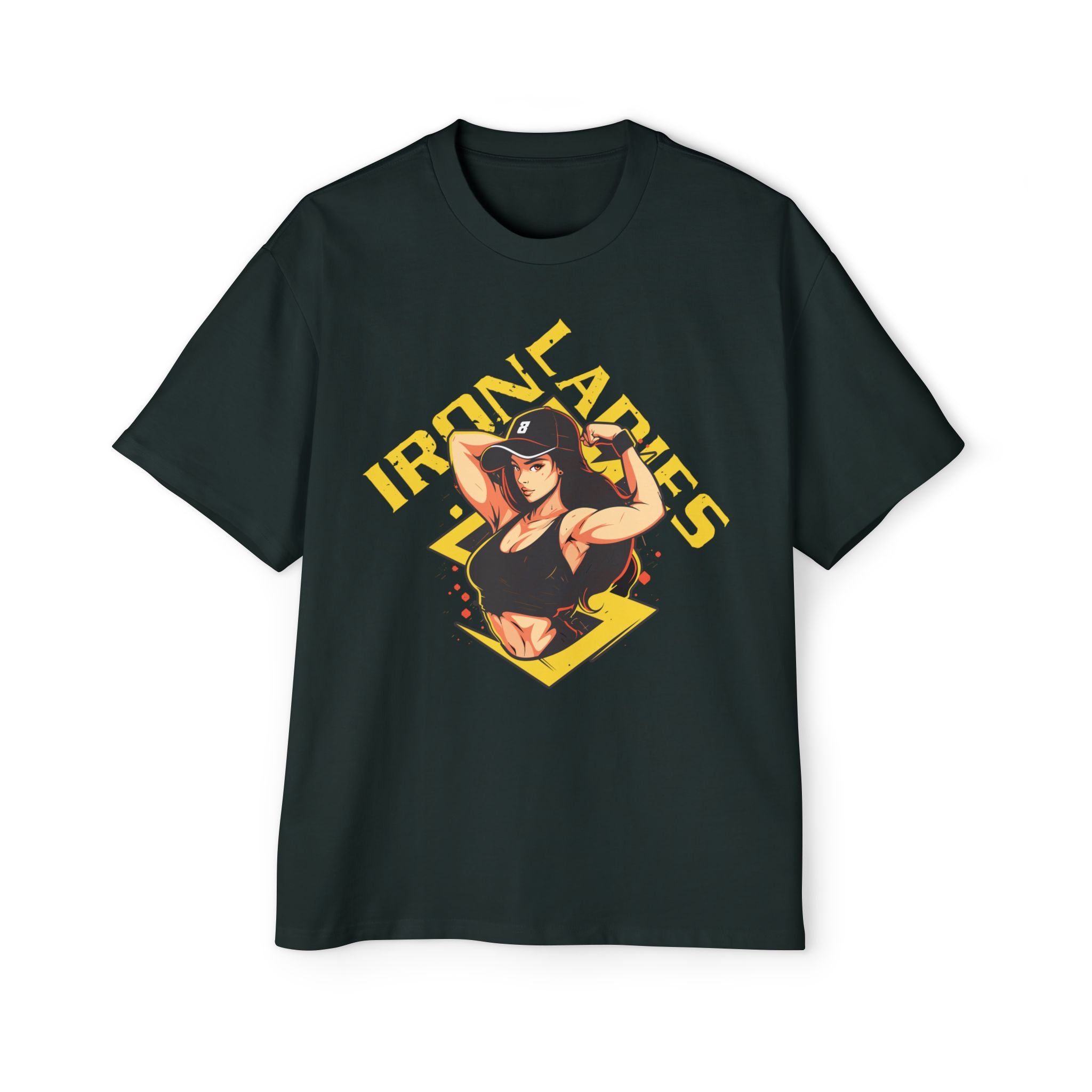 Iron Ladies Oversized Tee - Empowering Graphic Shirt for Fitness Enthusiasts