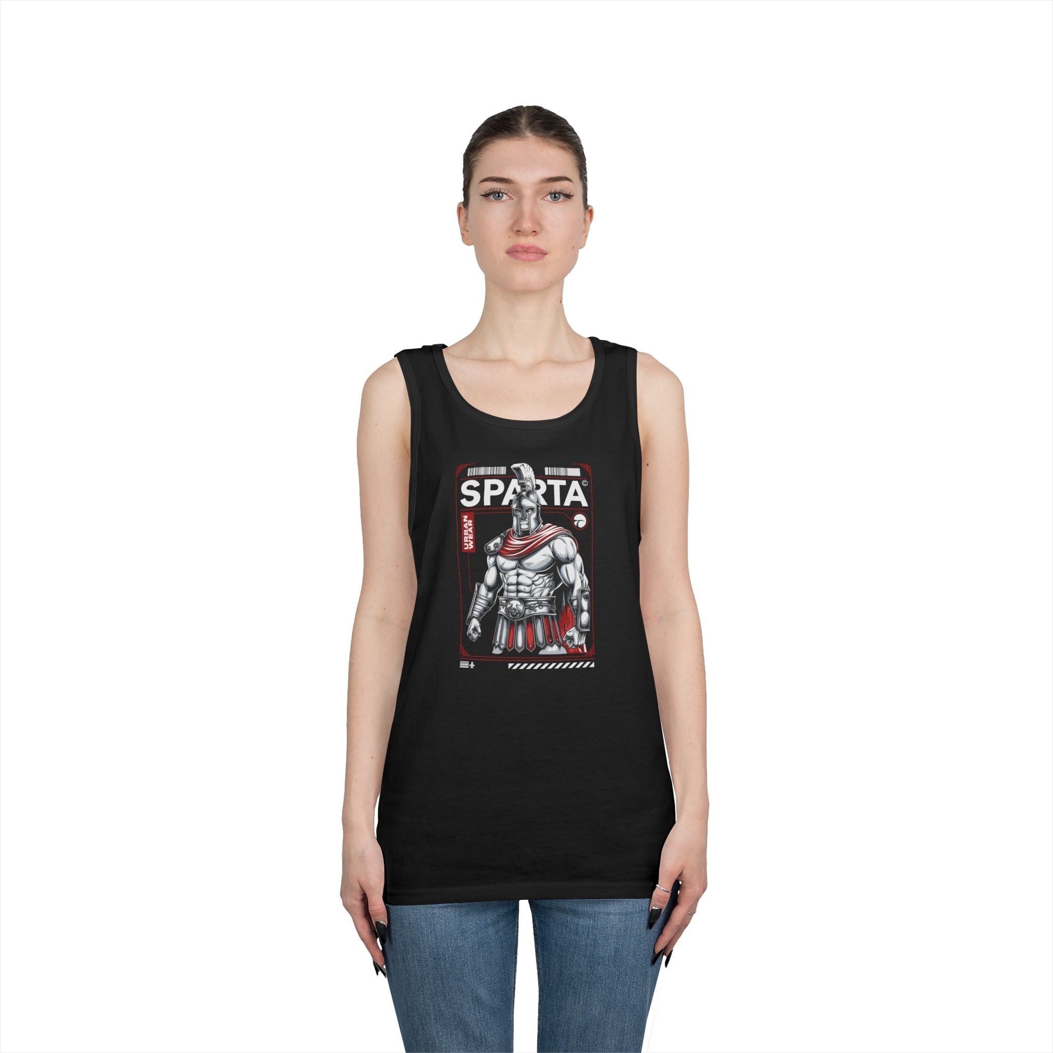 Sparta Warrior Unisex Heavy Cotton Tank Top - Bold Graphic Tee for Fitness & Casual Wear