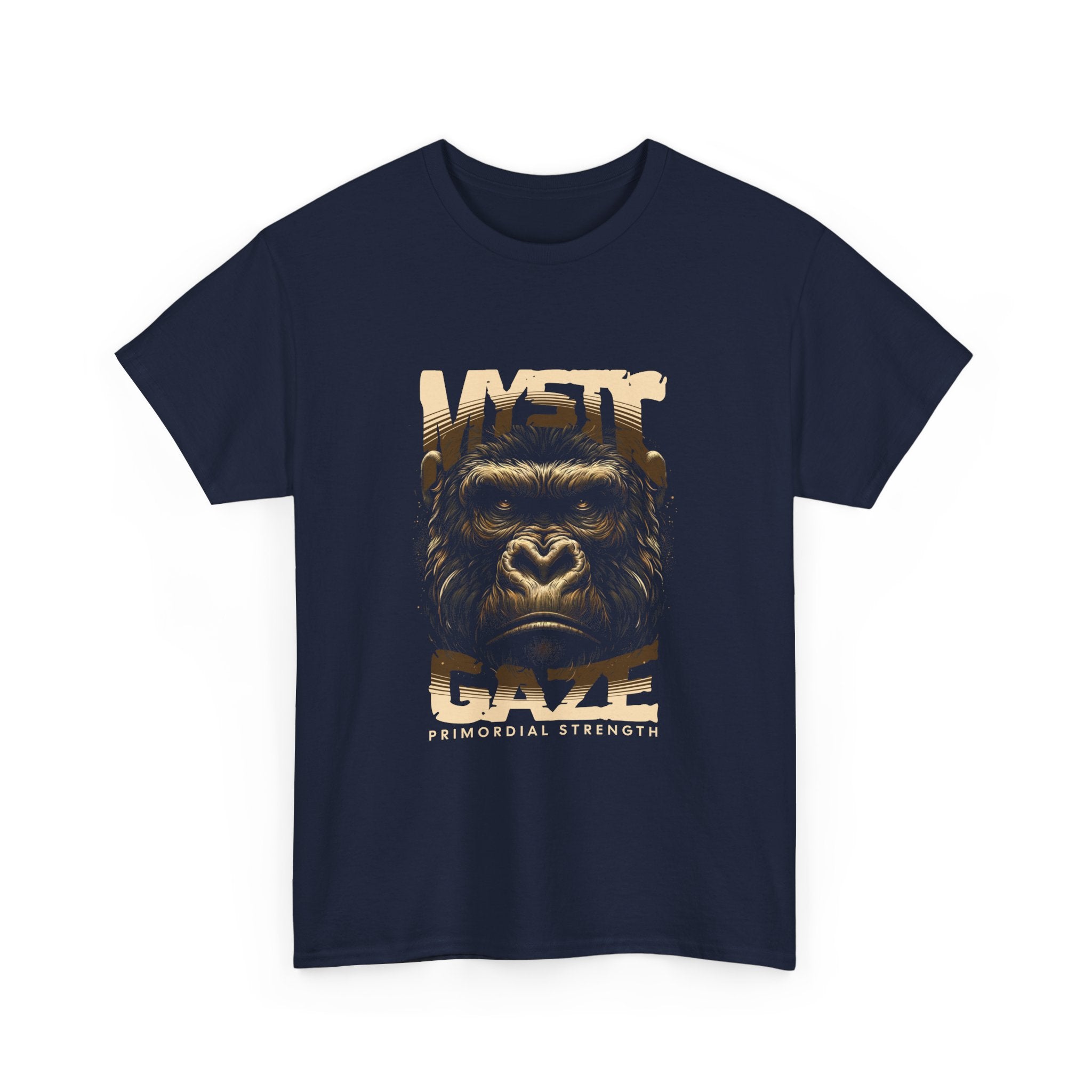 Mystic Gaze Gorilla Tee - Unisex Heavy Cotton T-Shirt for Strength and Power Lovers