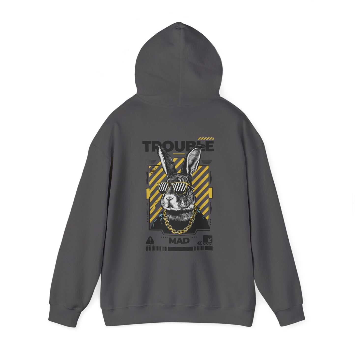 Unisex Heavy Blend™ Hooded Sweatshirt - 'Trouble' Bunny Design