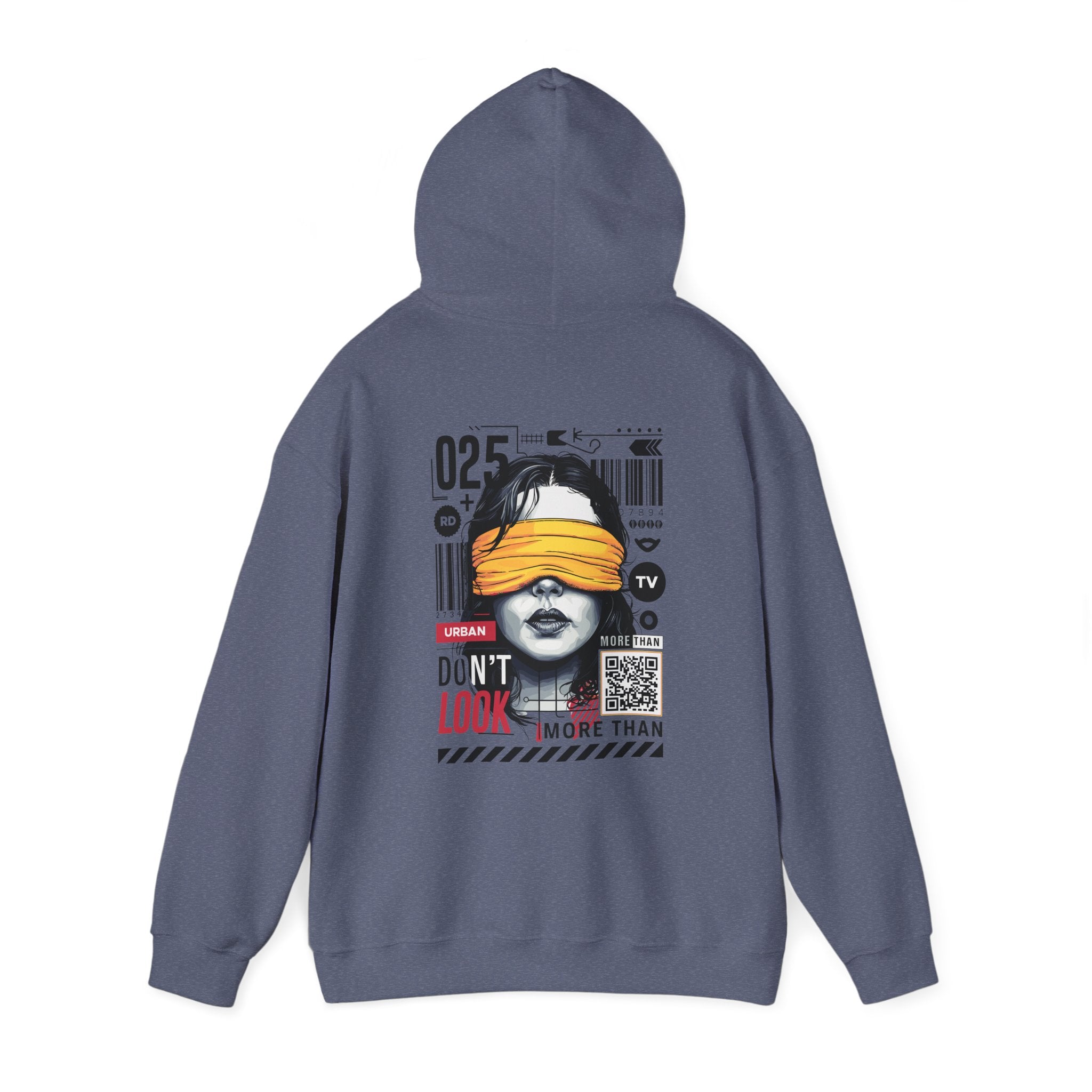 Unisex Heavy Blend Hooded Sweatshirt - Bold Vintage Graphic 'Don't Look' Design