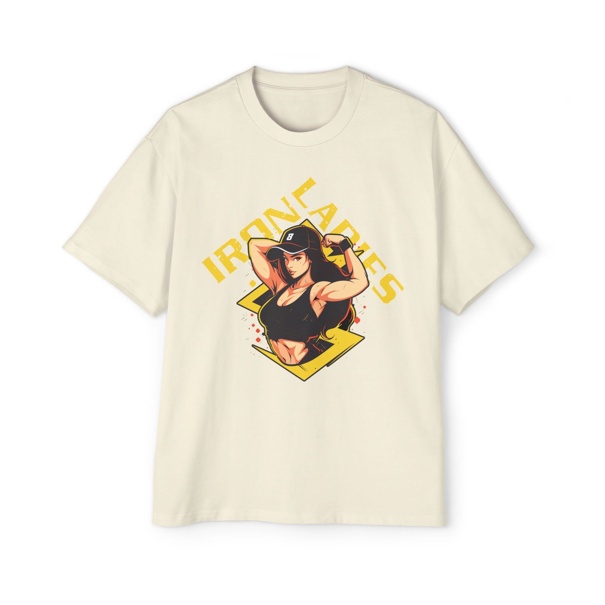 Iron Ladies Oversized Tee - Empowering Graphic Shirt for Fitness Enthusiasts