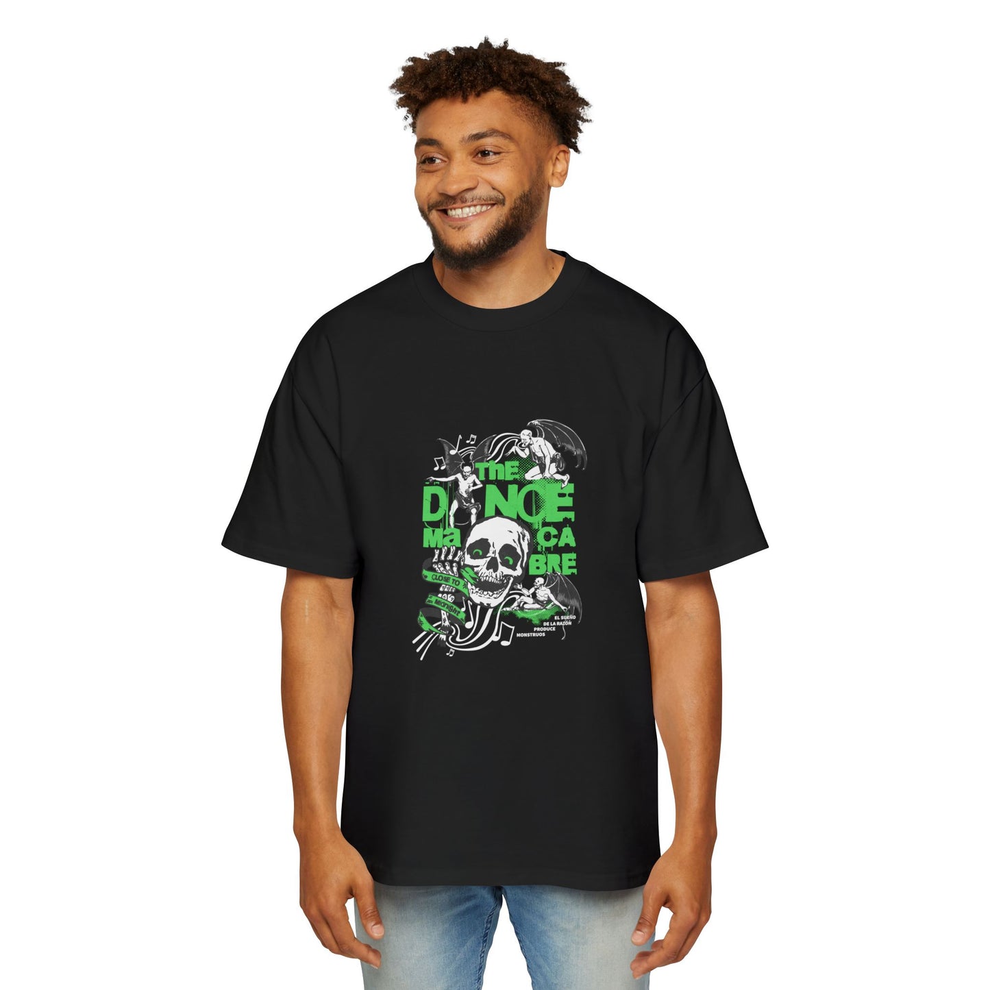 Heavy Oversized Tee - Dance Macabre Graphic Tee for Halloween & Party Wear.