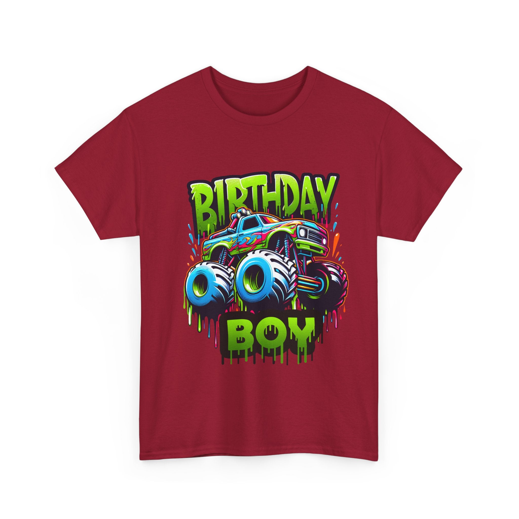 Birthday Boy Monster Truck Unisex Heavy Cotton Tee