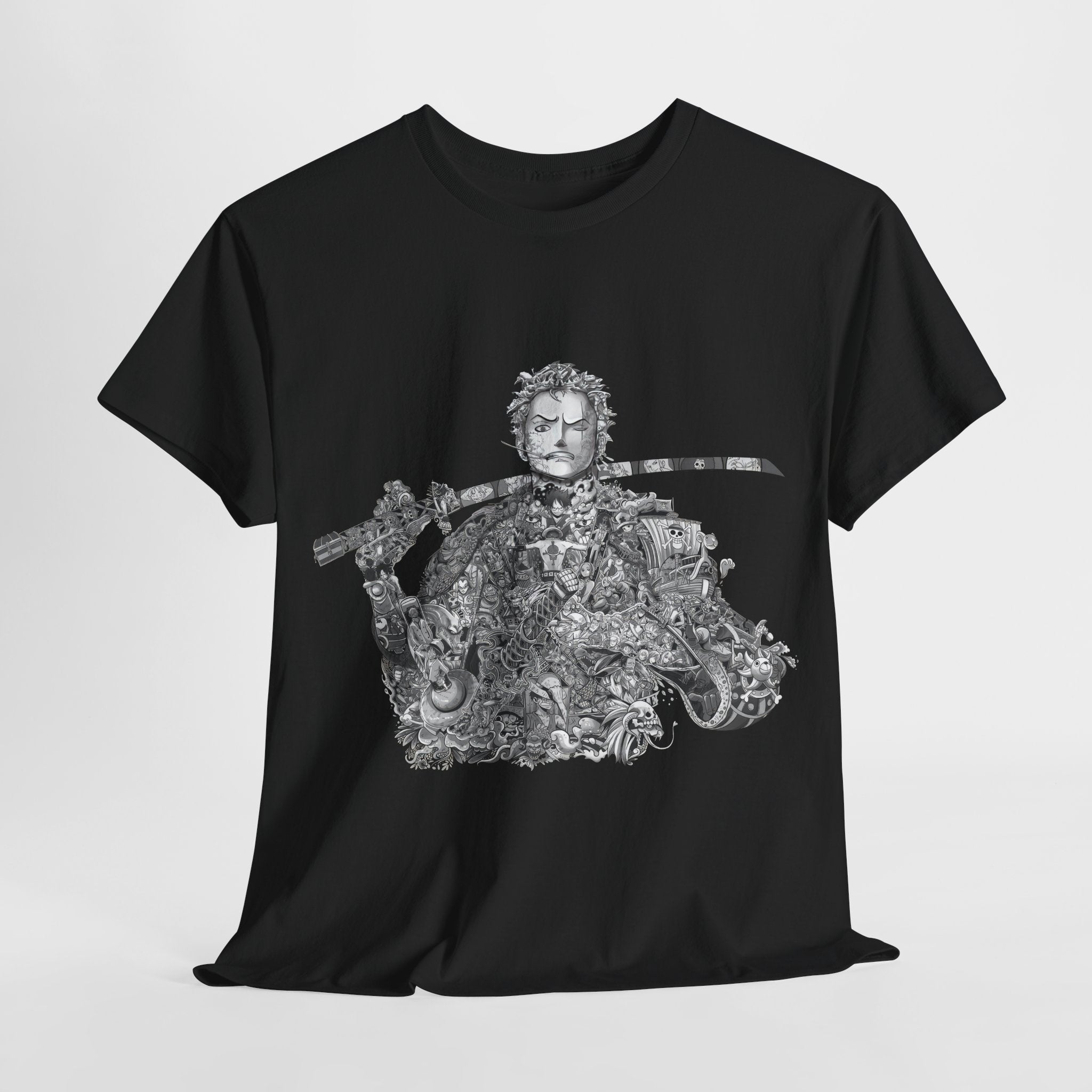 Unisex Heavy Cotton Tee - Artistic Samurai Design, Casual Streetwear for Anime Fans