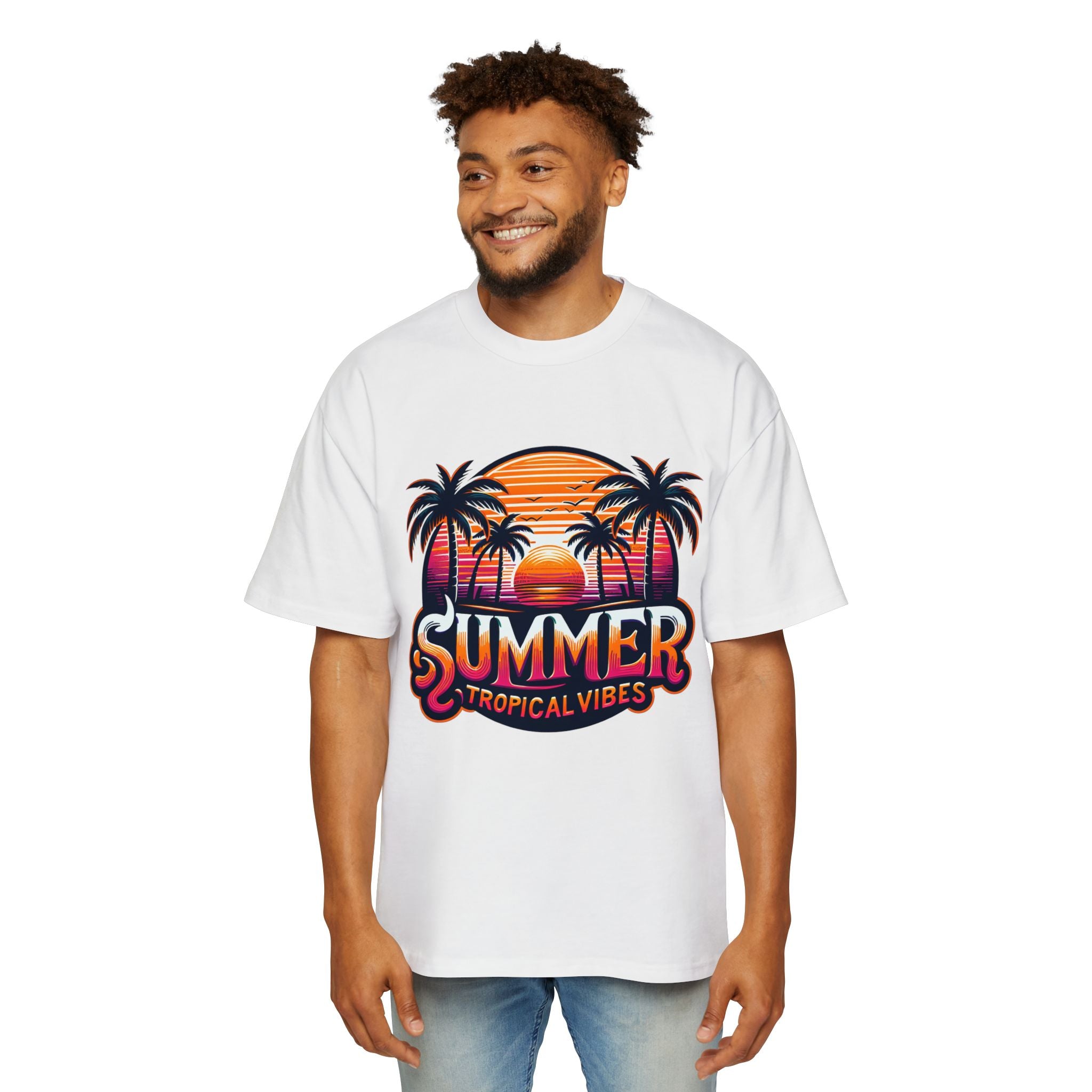 Heavy Oversized Tee - Summer Tropical Vibes Graphic T-Shirt