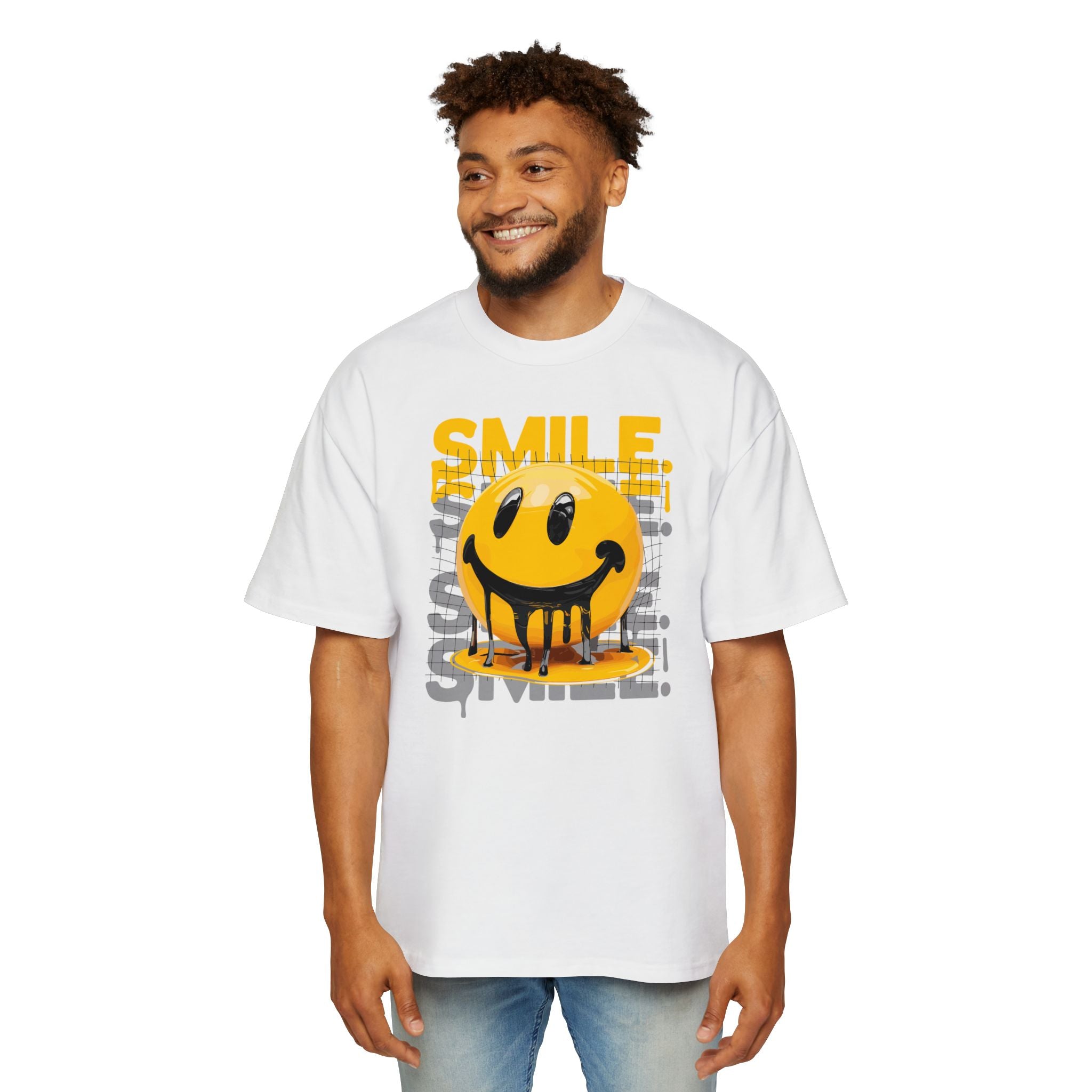 Smile Oversized Tee - Yellow Graphic T-Shirt for Casual Vibes
