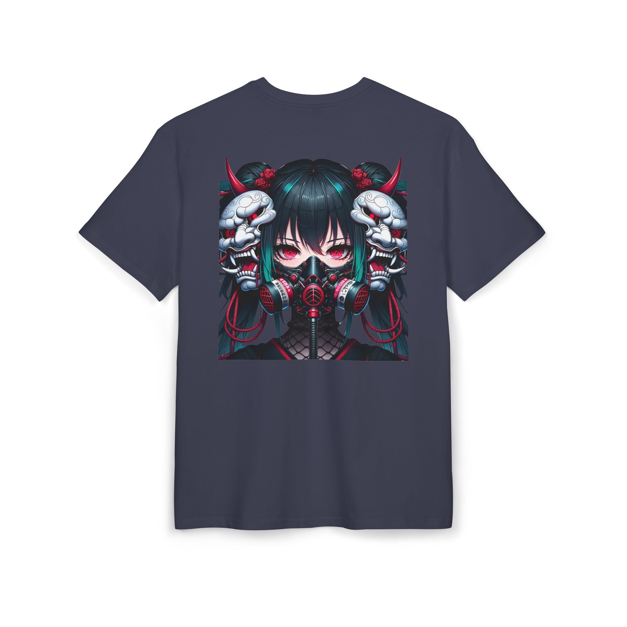 Anime Girl With Oni Mask Unisex Heavy Oversize Tee