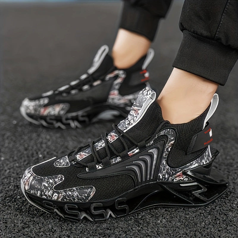 Men'S Breathable Knitted Sneakers - Comfortable, Non-Slip Lace-Up Running Shoes, Plus Size Men'S Shoes, Couples