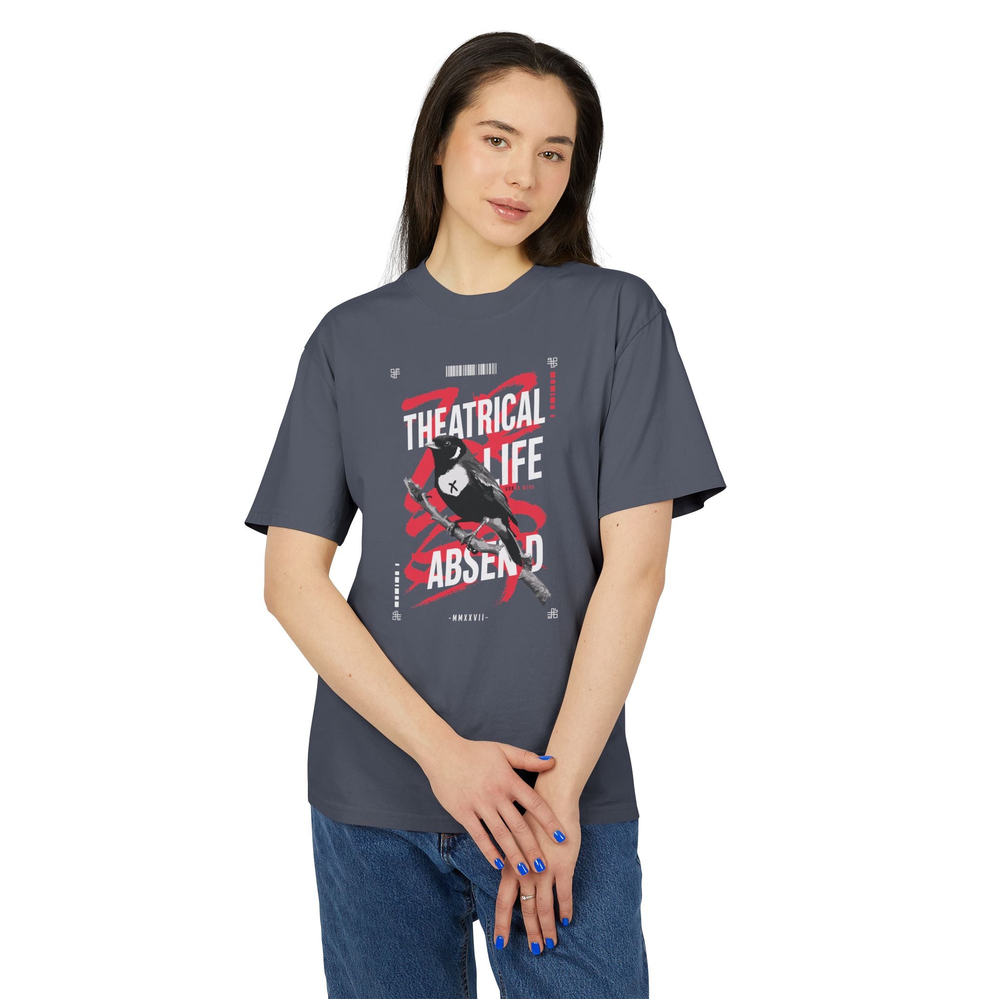 Unisex Heavy Faded Tee - Theatrical Life Absence Graphic Shirt