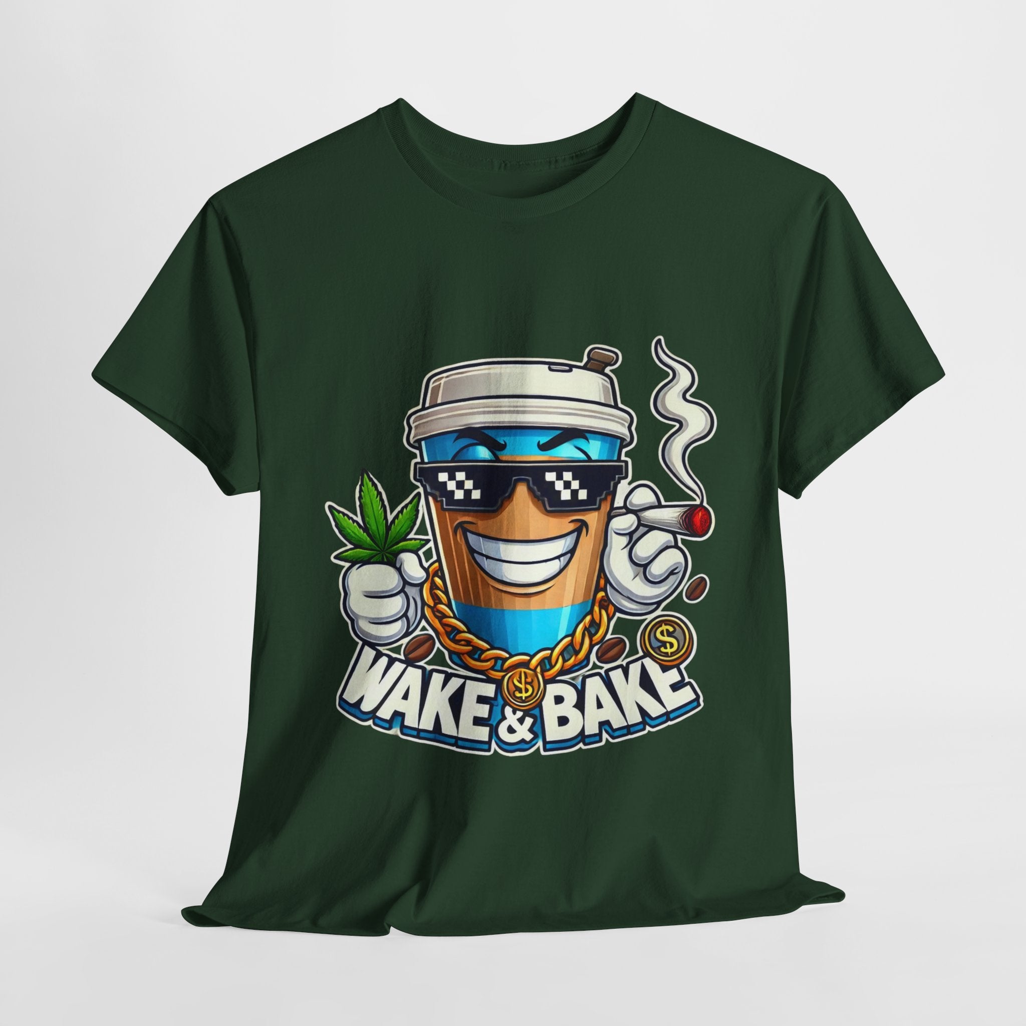Wake & Bake Unisex Heavy Cotton Tee - Fun Cannabis Culture Shirt