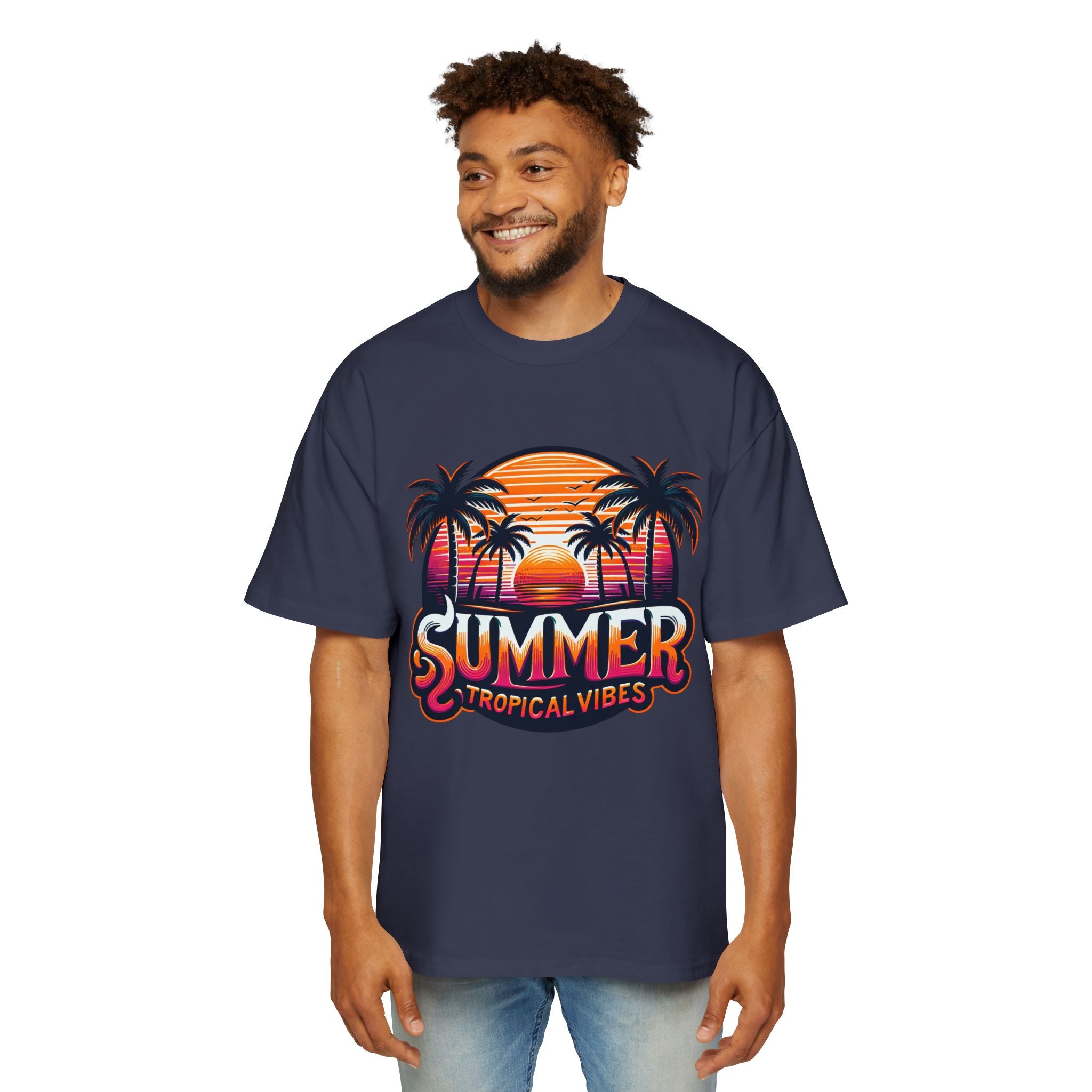 Heavy Oversized Tee - Summer Tropical Vibes Graphic T-Shirt