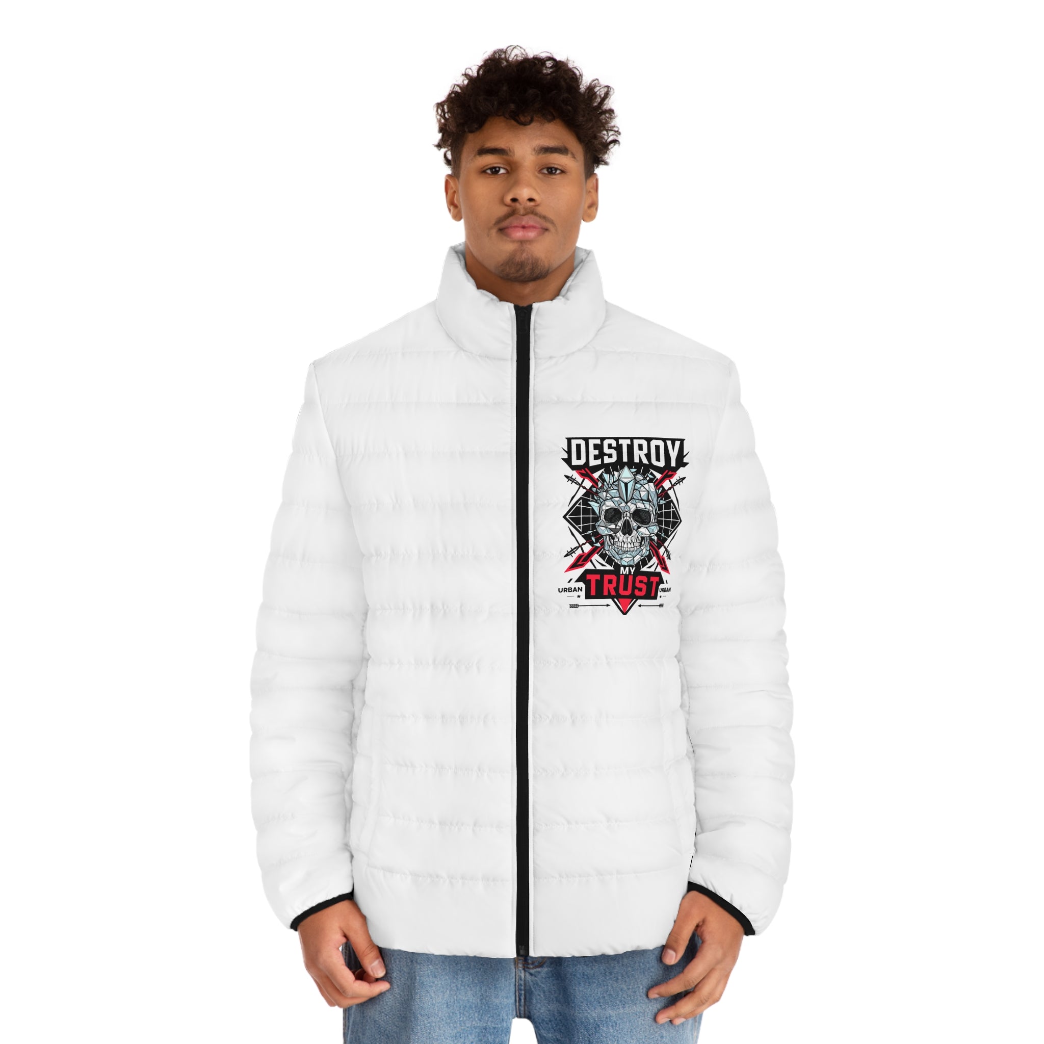 Men's Puffer Jacket - Urban Skull Design - Trust Your Style