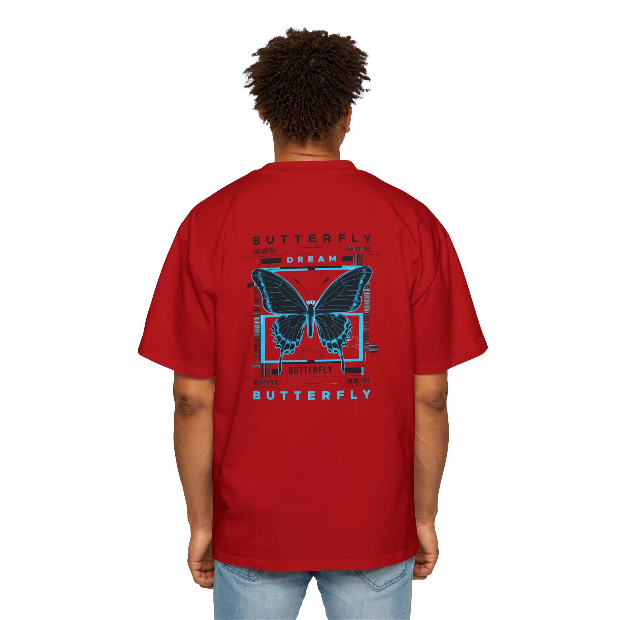 Dream Butterfly Heavy Oversized Tee - Artistic Graphic T-Shirt for Nature Lovers