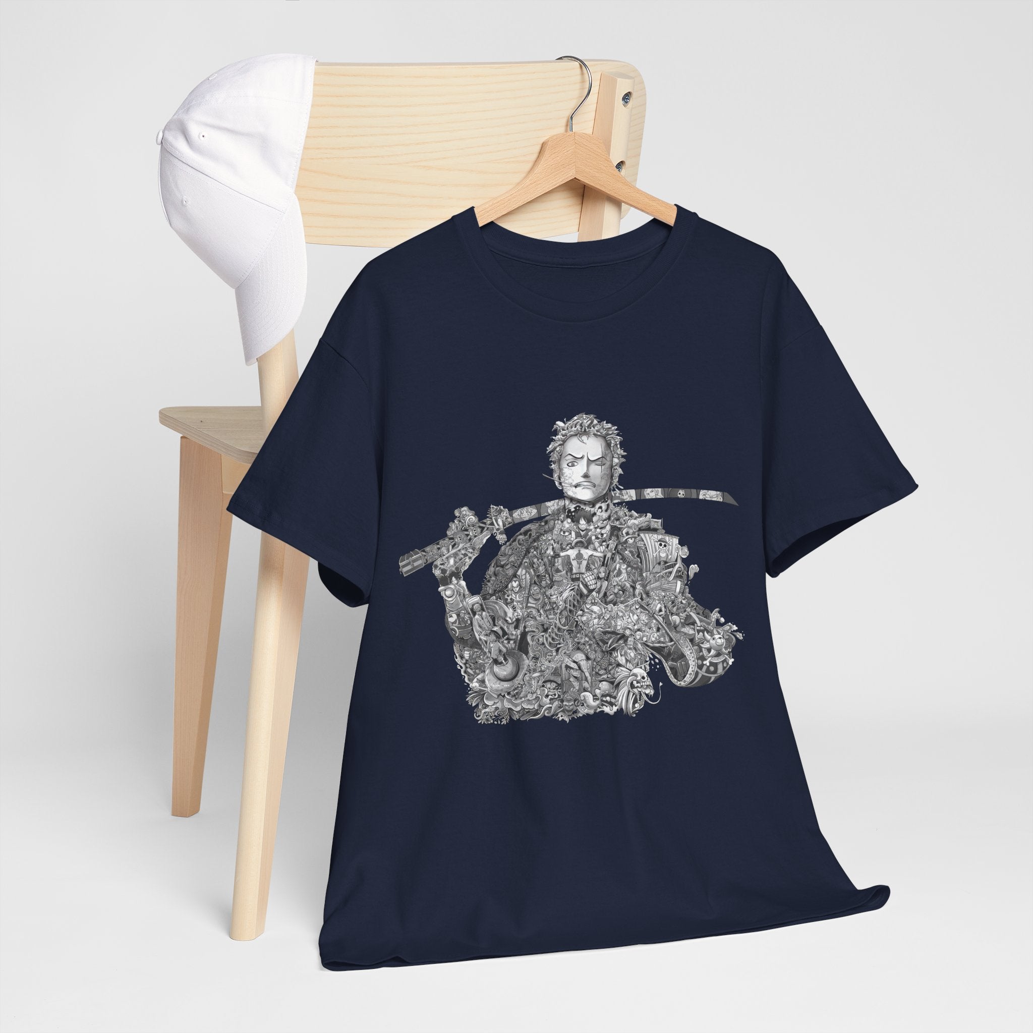 Unisex Heavy Cotton Tee - Artistic Samurai Design, Casual Streetwear for Anime Fans