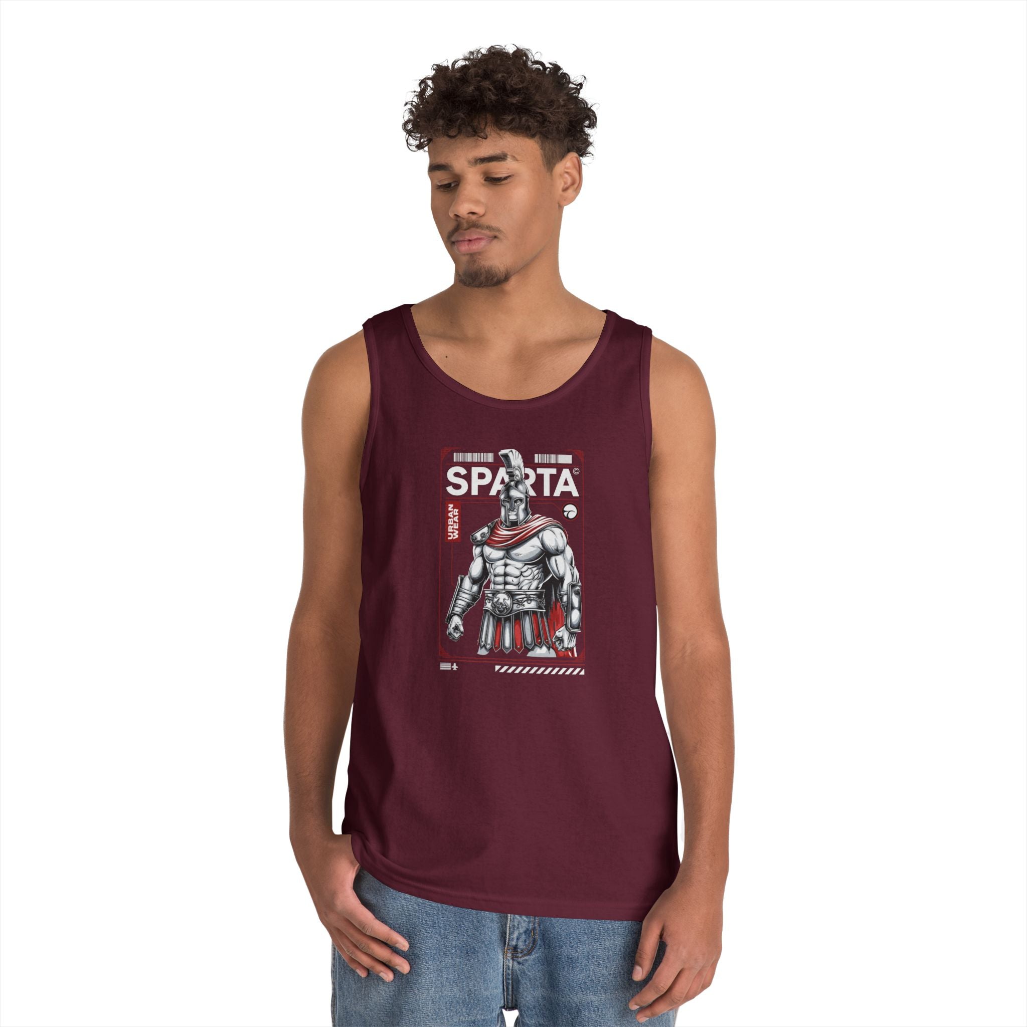 Sparta Warrior Unisex Heavy Cotton Tank Top - Bold Graphic Tee for Fitness & Casual Wear