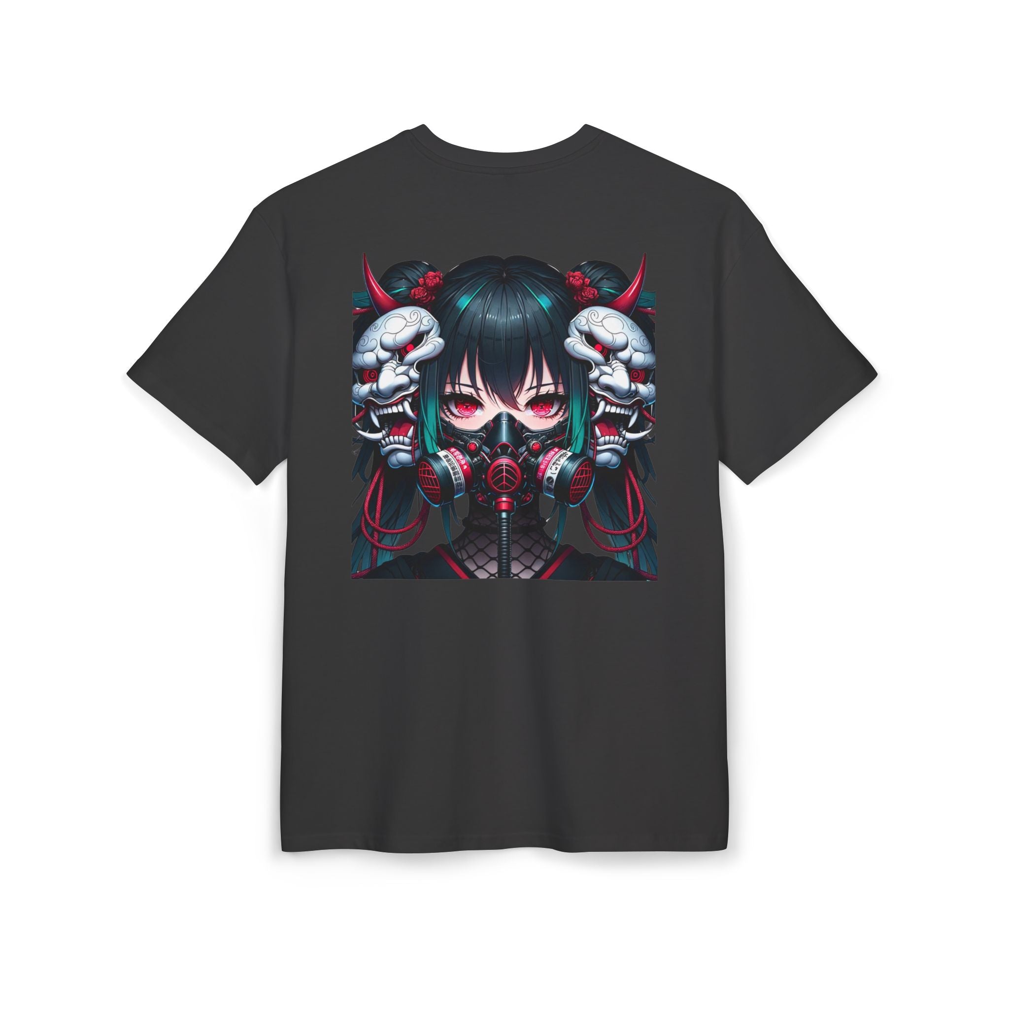 Anime Girl With Oni Mask Unisex Heavy Oversize Tee
