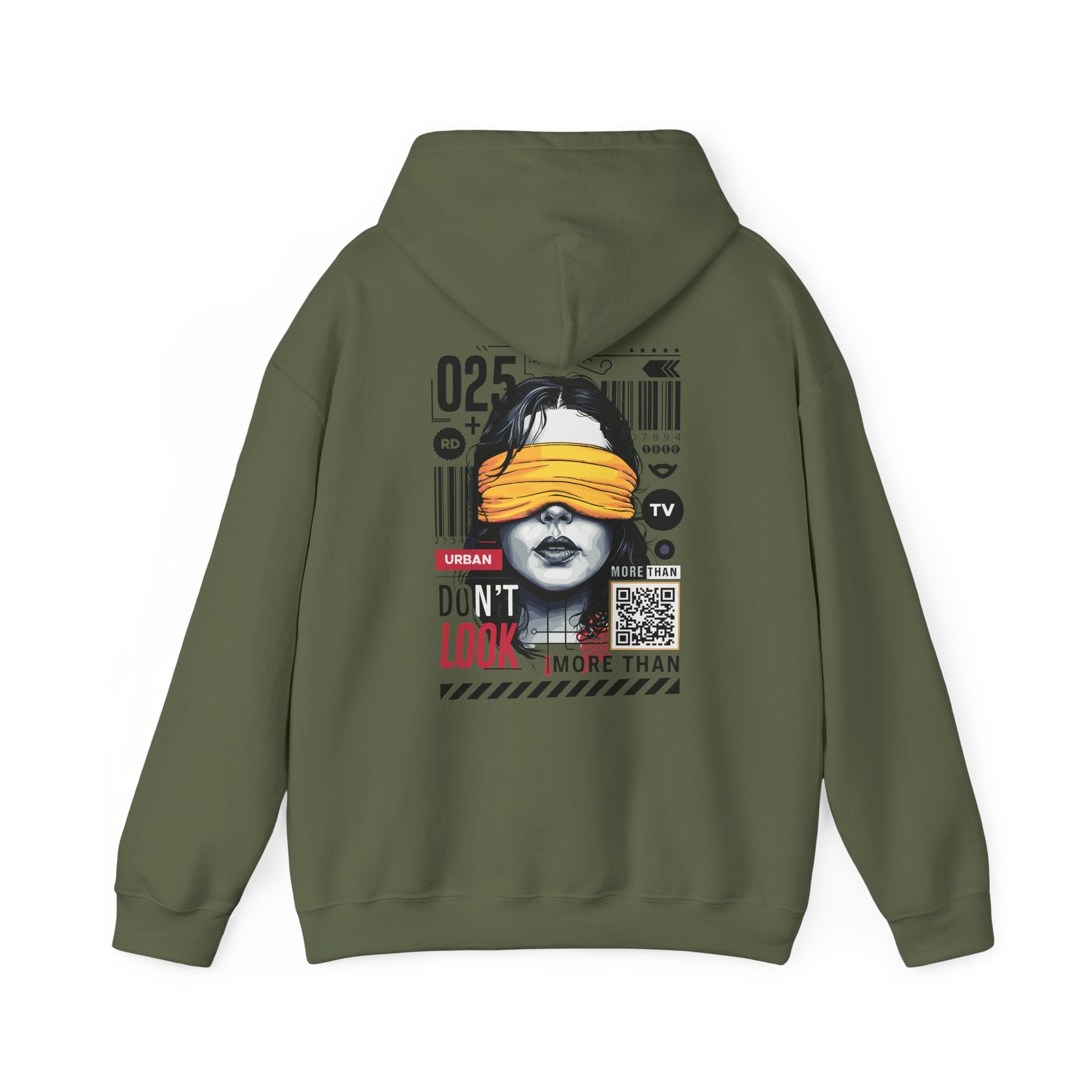 Unisex Heavy Blend Hooded Sweatshirt - Bold Vintage Graphic 'Don't Look' Design
