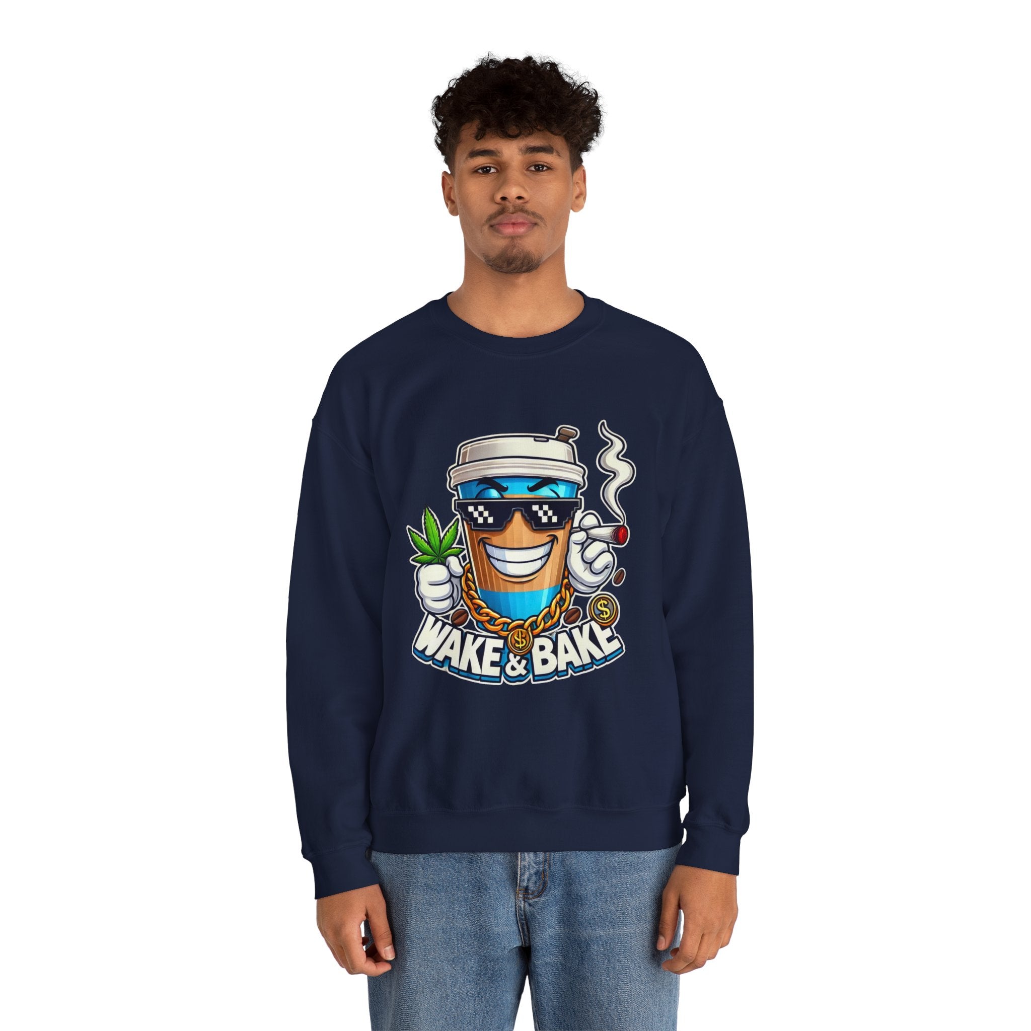 Wake & Bake Unisex Heavy Blend™ Crewneck Sweatshirt - Perfect for Cozy Days & Cannabis Enthusiasts