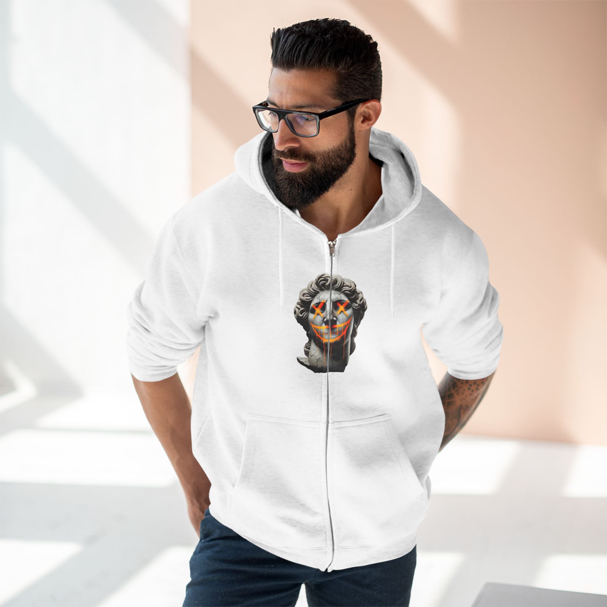 Dripping Gangsta David Unisex Zip Hoodie - Unique Graphic Design for Statement Style