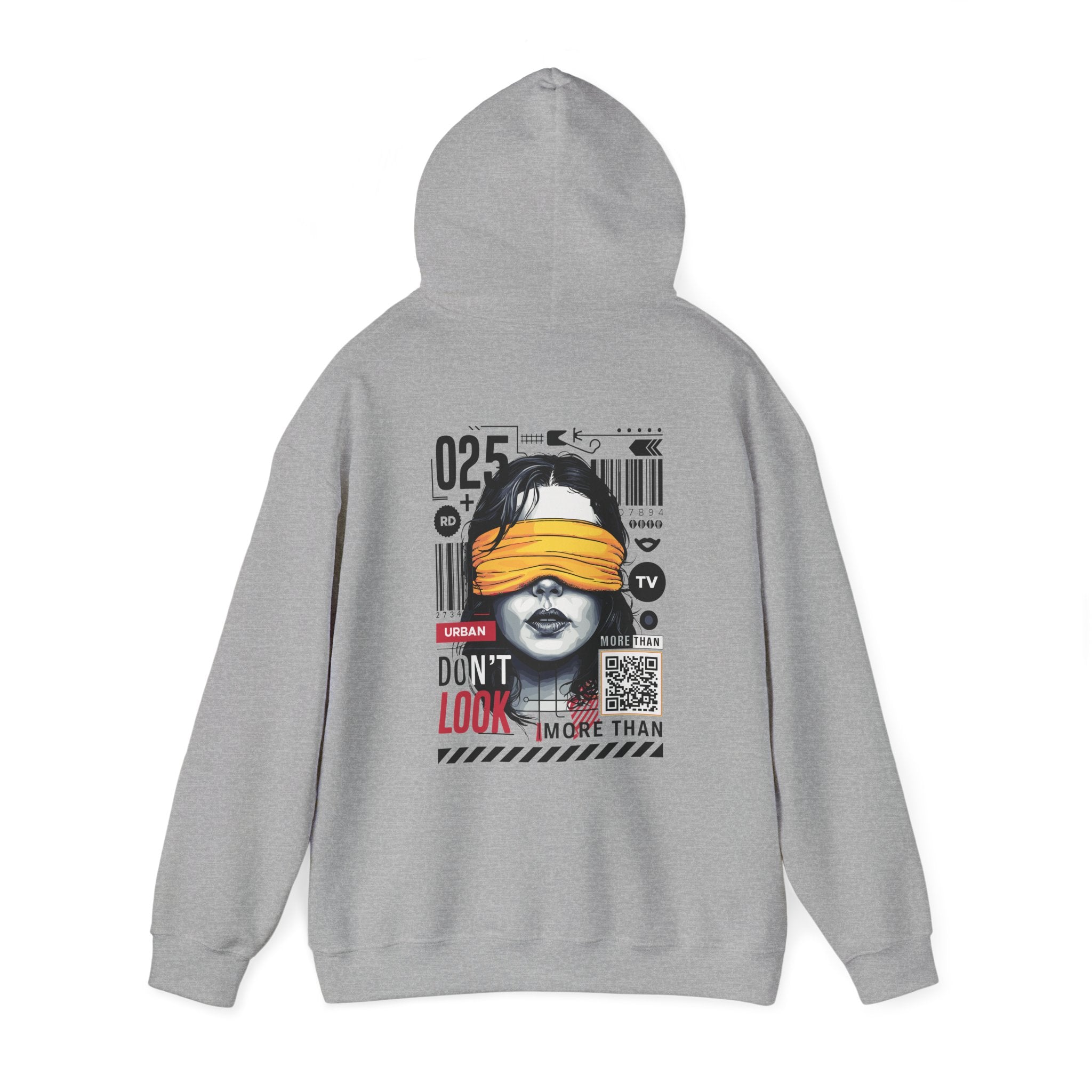 Unisex Heavy Blend Hooded Sweatshirt - Bold Vintage Graphic 'Don't Look' Design