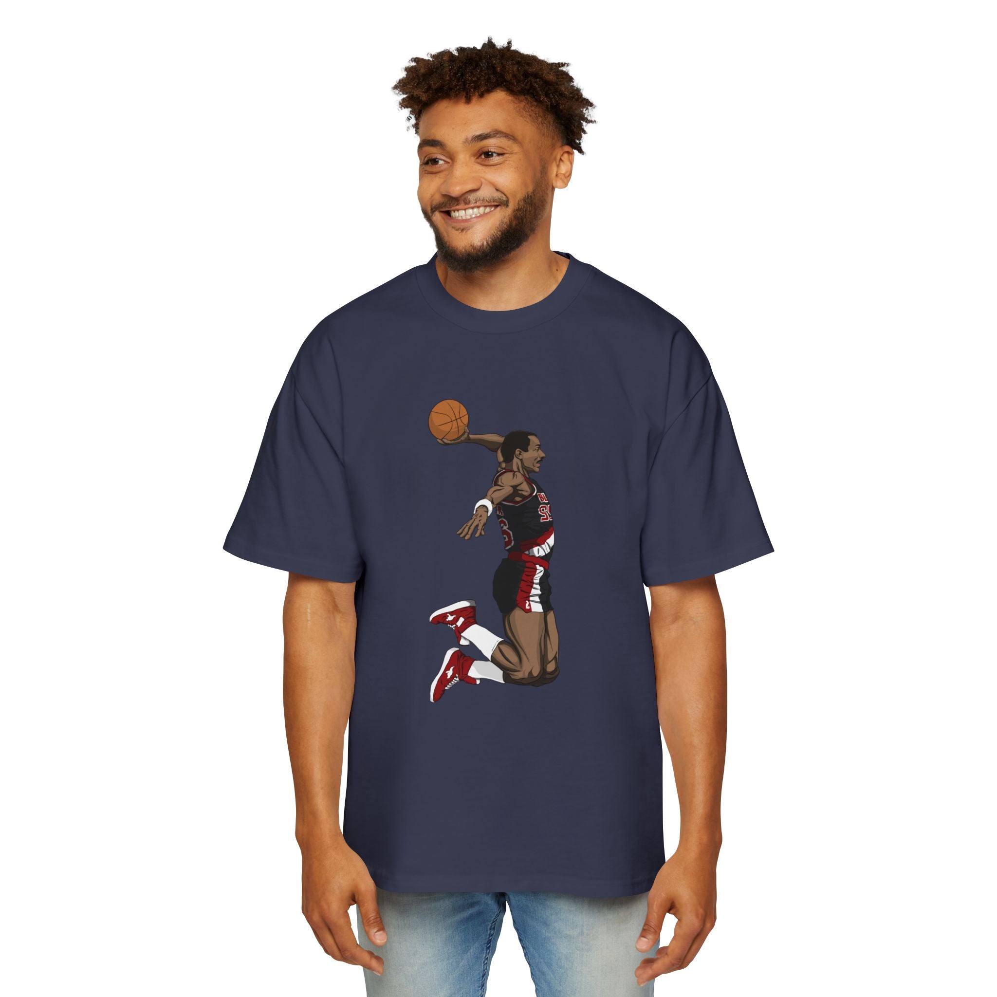 Clyde Drexler Basketball Vintage Style Oversized Tee