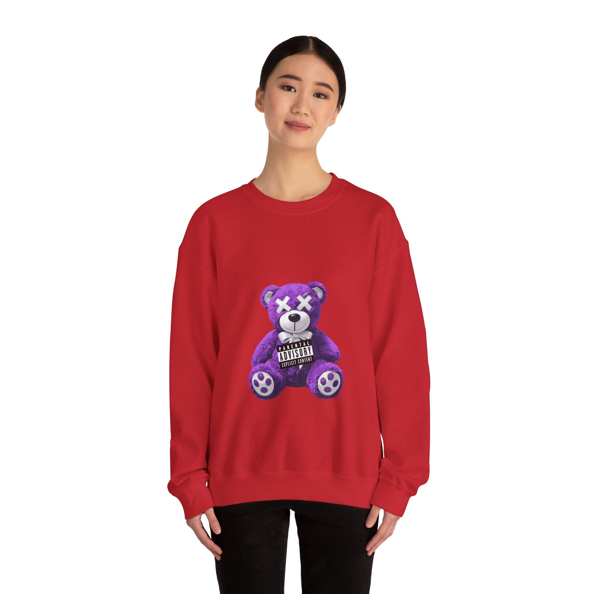 Unisex Heavy Blend™ Crewneck Sweatshirt - Purple Bear Graphic - Unique Streetwear Design