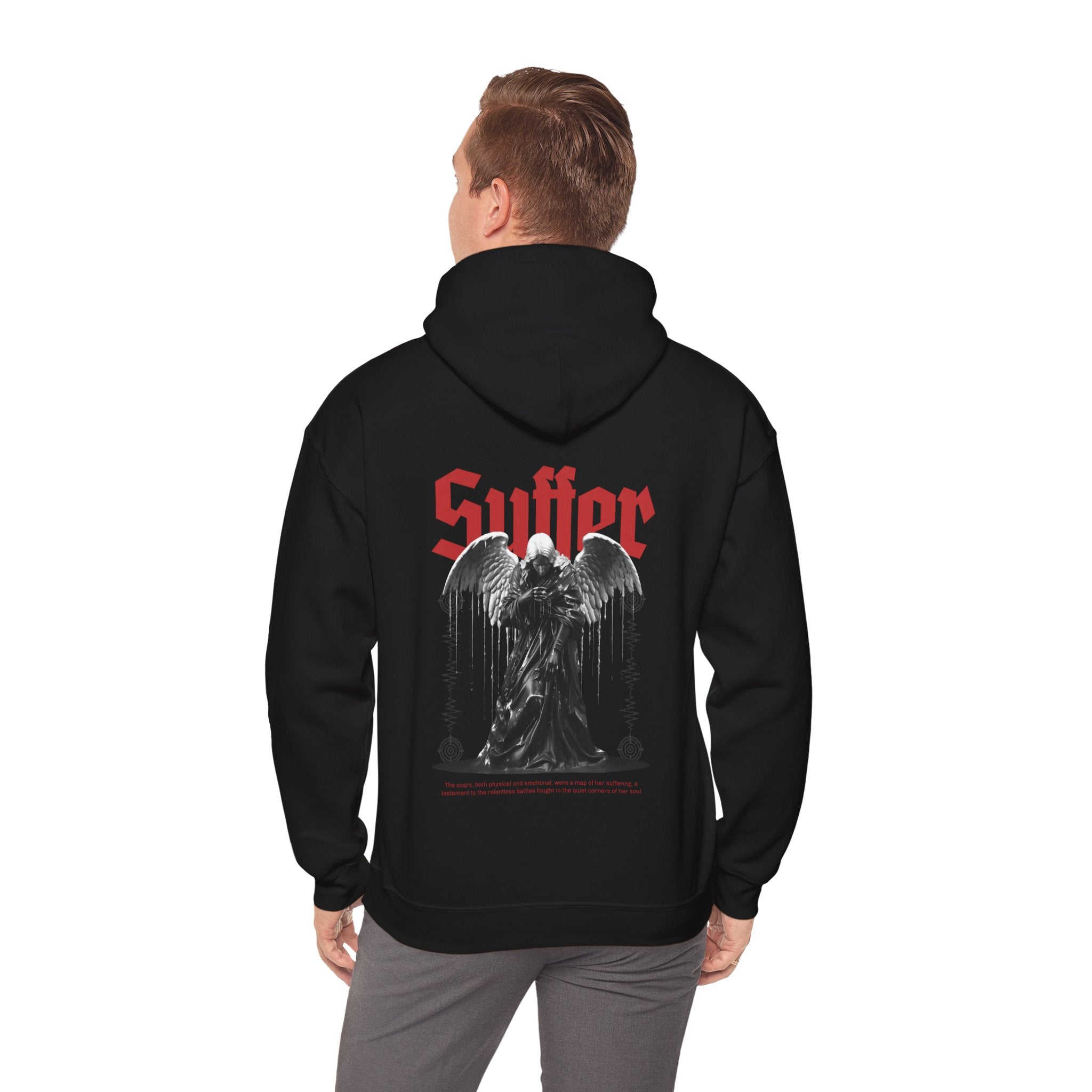 Gothic Unisex Hooded Sweatshirt - 'Suffer' Design