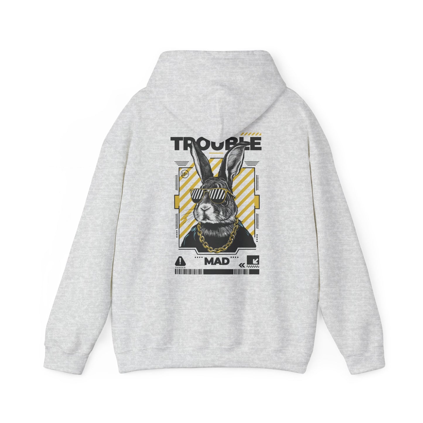 Unisex Heavy Blend™ Hooded Sweatshirt - 'Trouble' Bunny Design