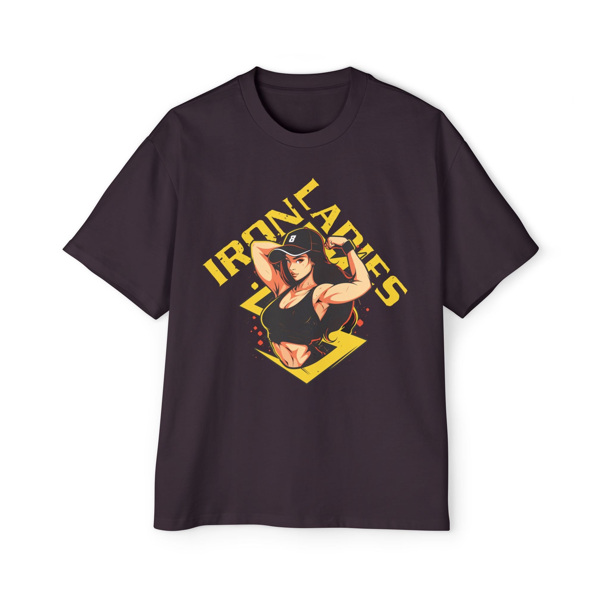 Iron Ladies Oversized Tee - Empowering Graphic Shirt for Fitness Enthusiasts