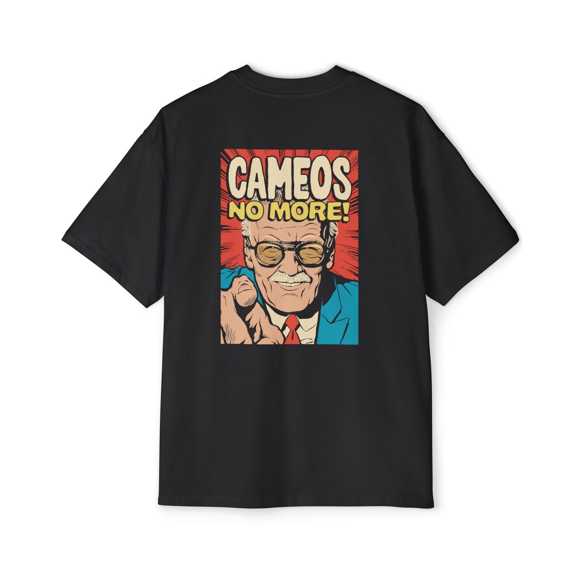 Men's Heavy Oversized Tee - Cameos No More Graphic Tee for Comic Book Lovers