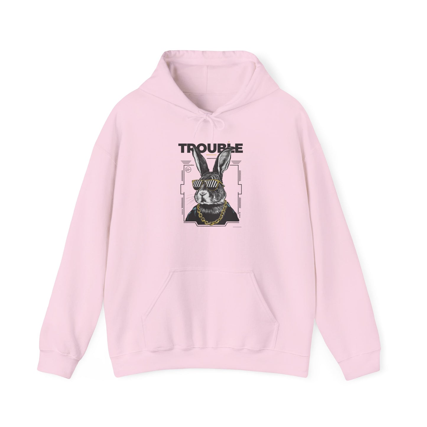 Unisex Heavy Blend™ Hooded Sweatshirt - 'Trouble' Bunny Design