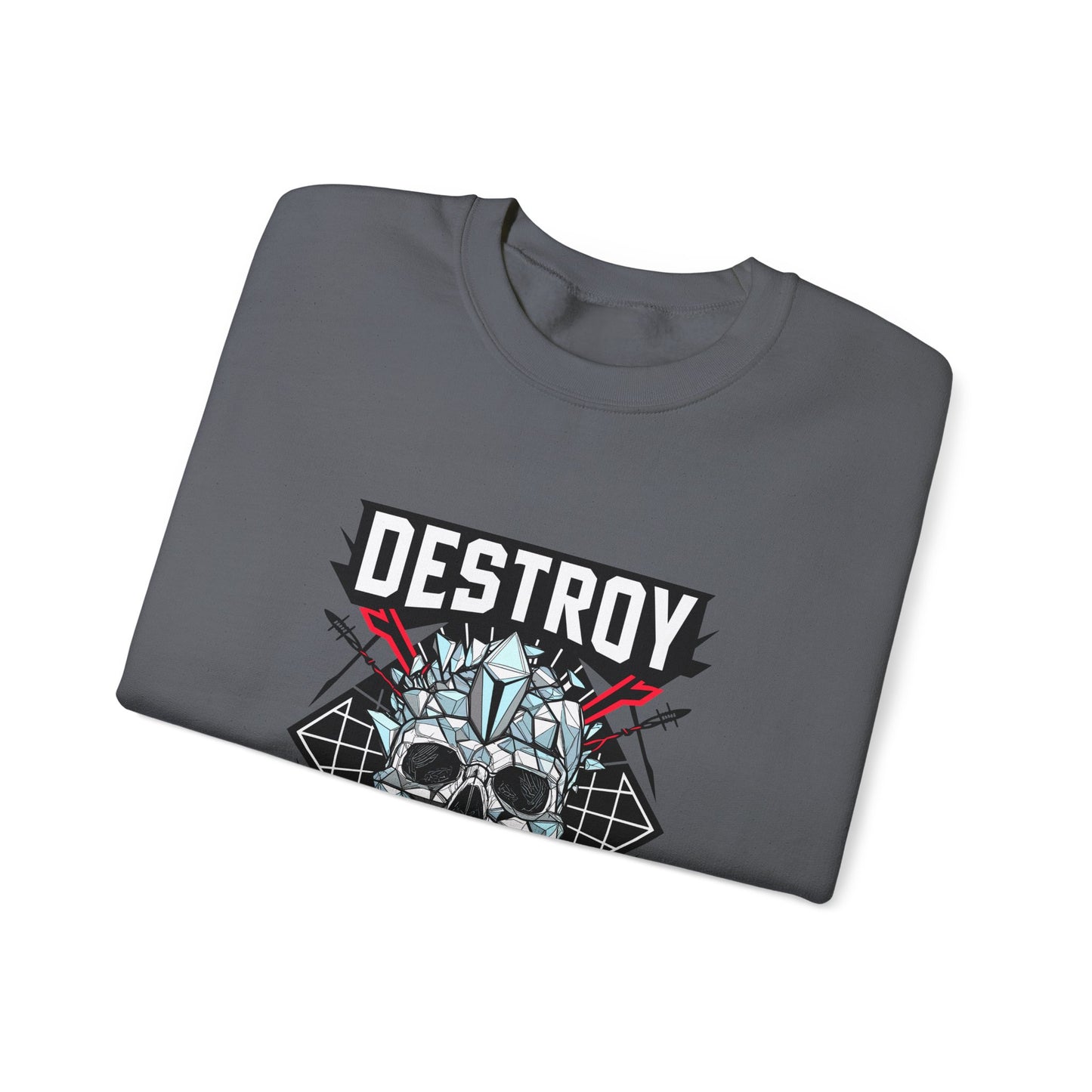 Skull Art Crewneck Sweatshirt – Destroy My Trust Design | Unisex Heavy Blend™