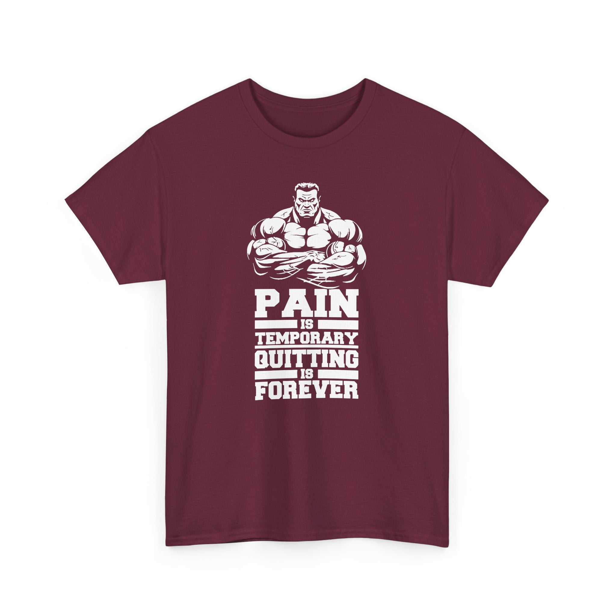 Motivational Unisex Heavy Cotton Tee - 'Pain is Temporary, Quitting is Forever'