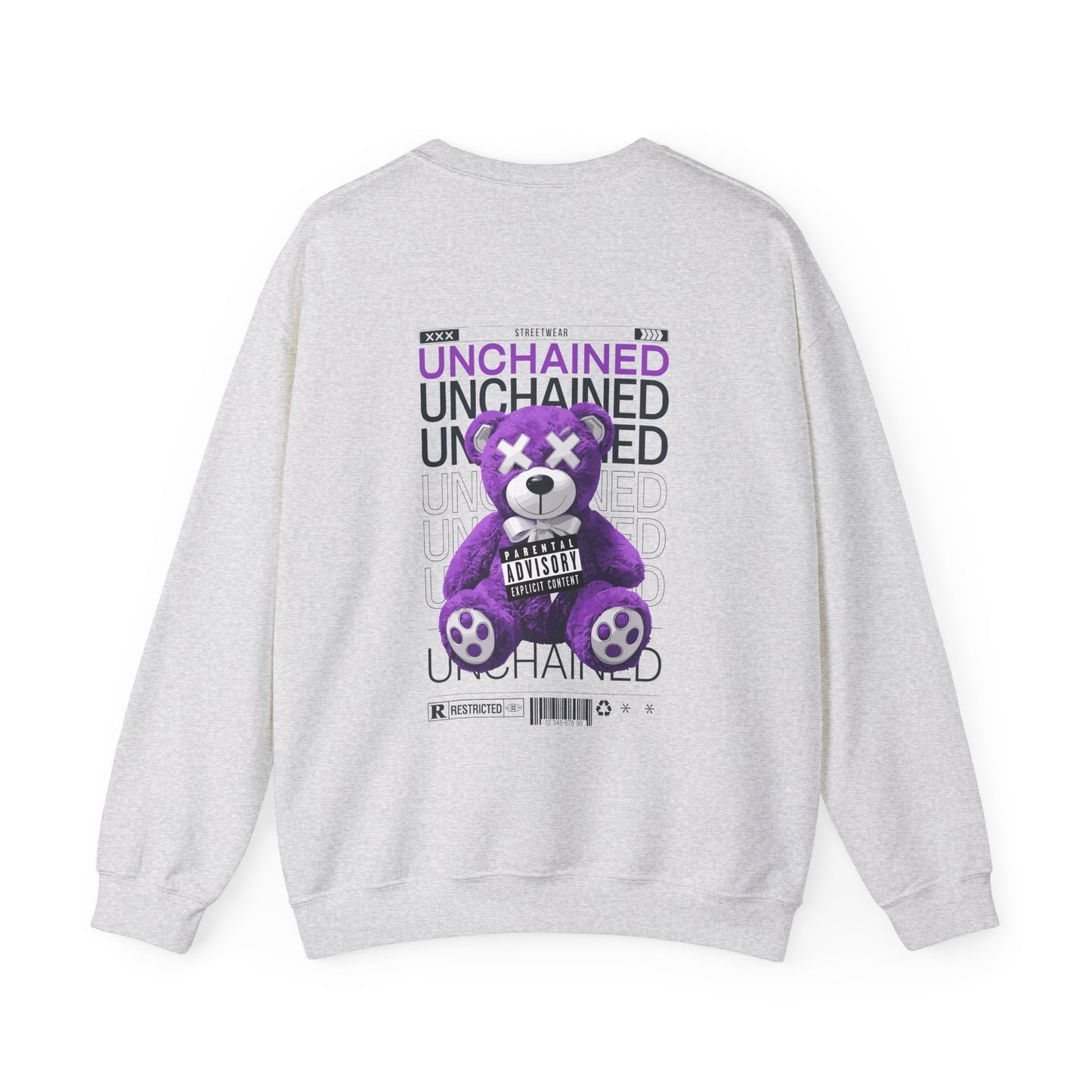 Unisex Heavy Blend™ Crewneck Sweatshirt - Purple Bear Graphic - Unique Streetwear Design