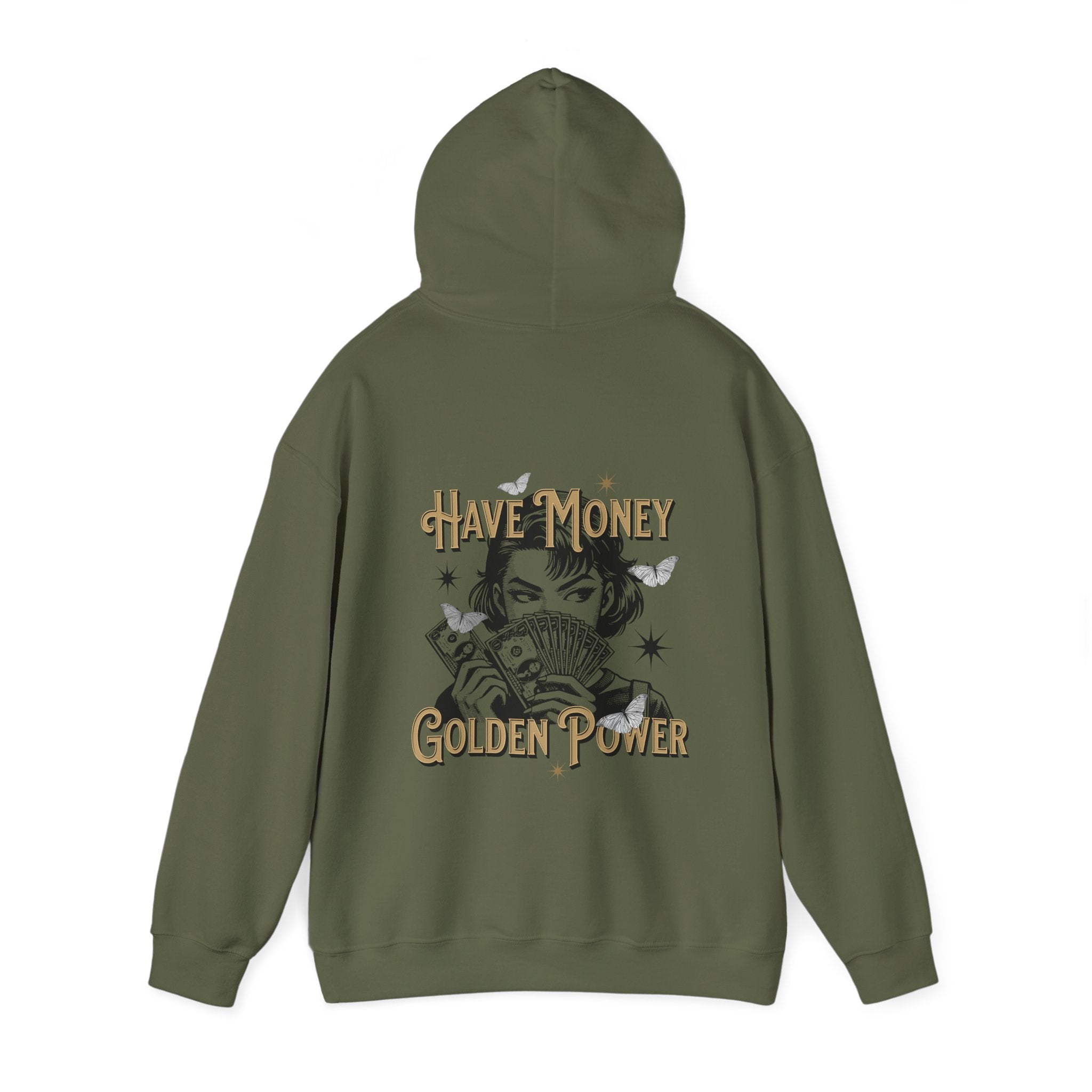 Have Money, Golden Power Graphic Unisex Heavy Blend™ Hooded Sweatshirt -