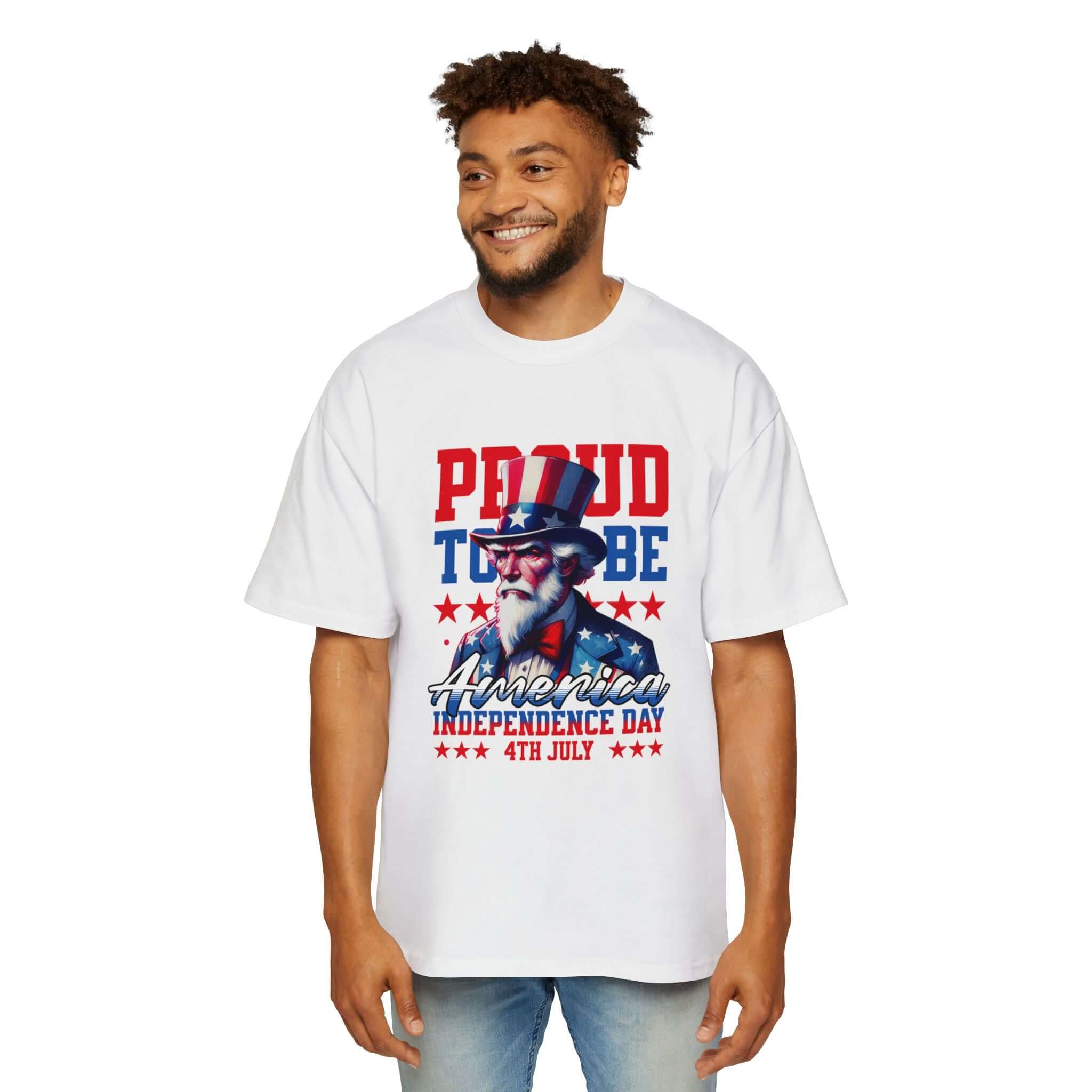 Proud to Be American Independence Day Tee, Patriotic T-Shirt, Men's Oversized Shirt, 4th of July Apparel, USA Pride Clothing