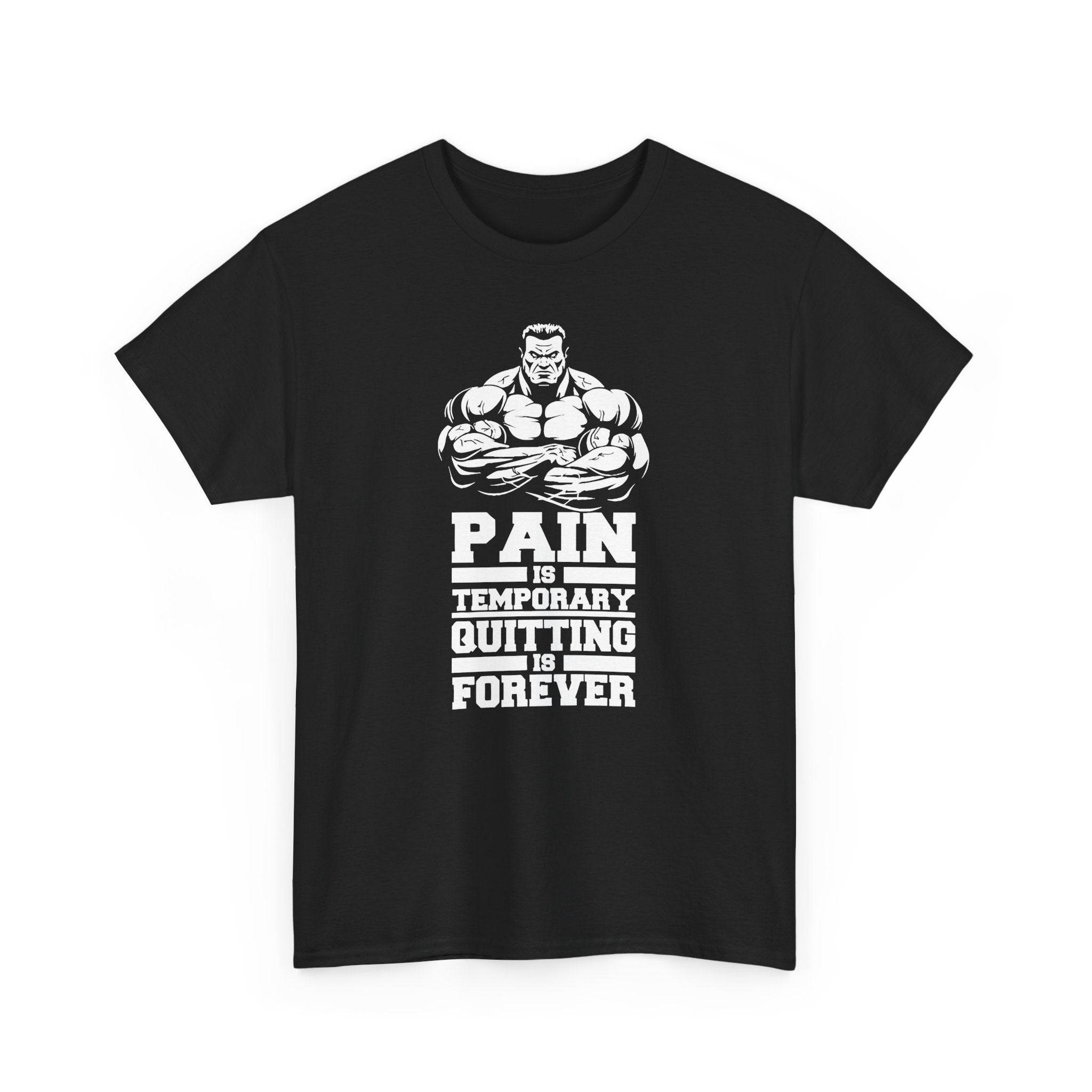 Motivational Unisex Heavy Cotton Tee - 'Pain is Temporary, Quitting is Forever'