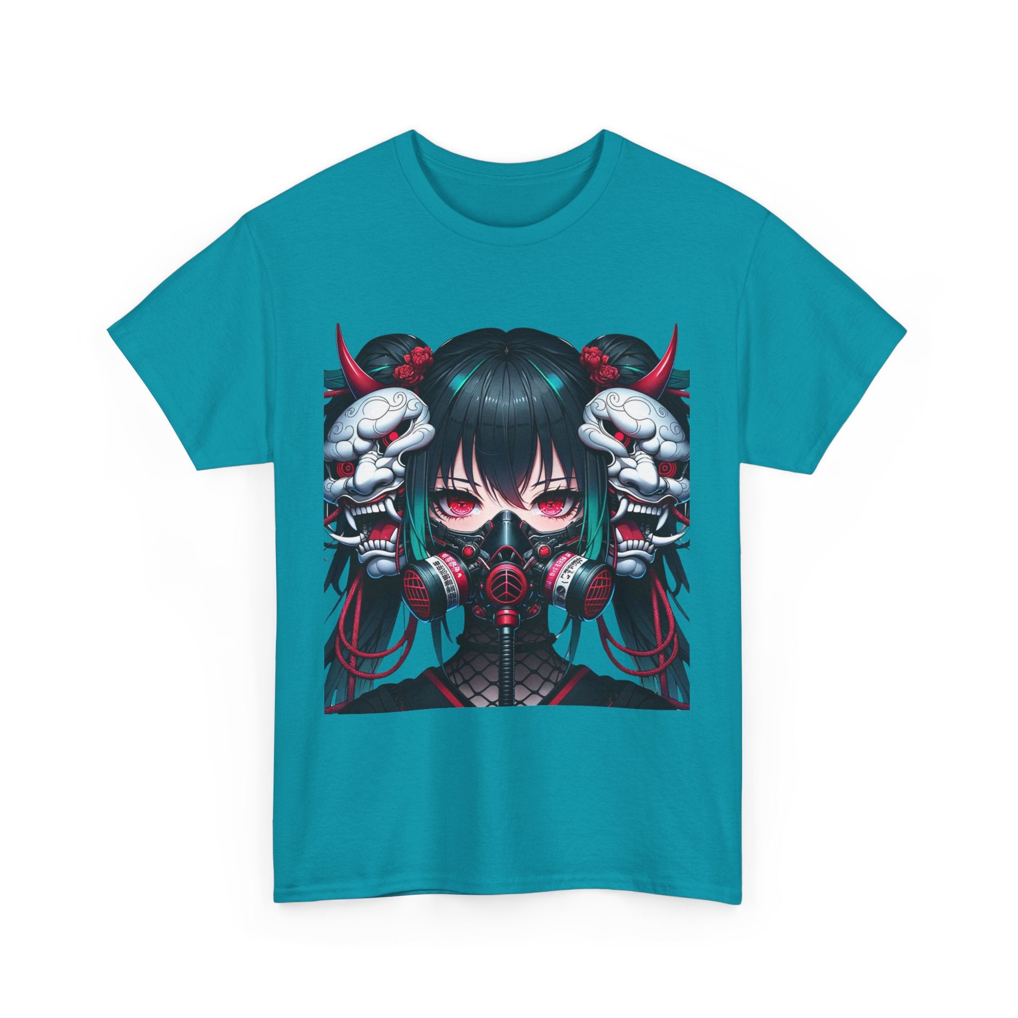 Anime Girl With Oni Mask Unisex Heavy Cotton Tee