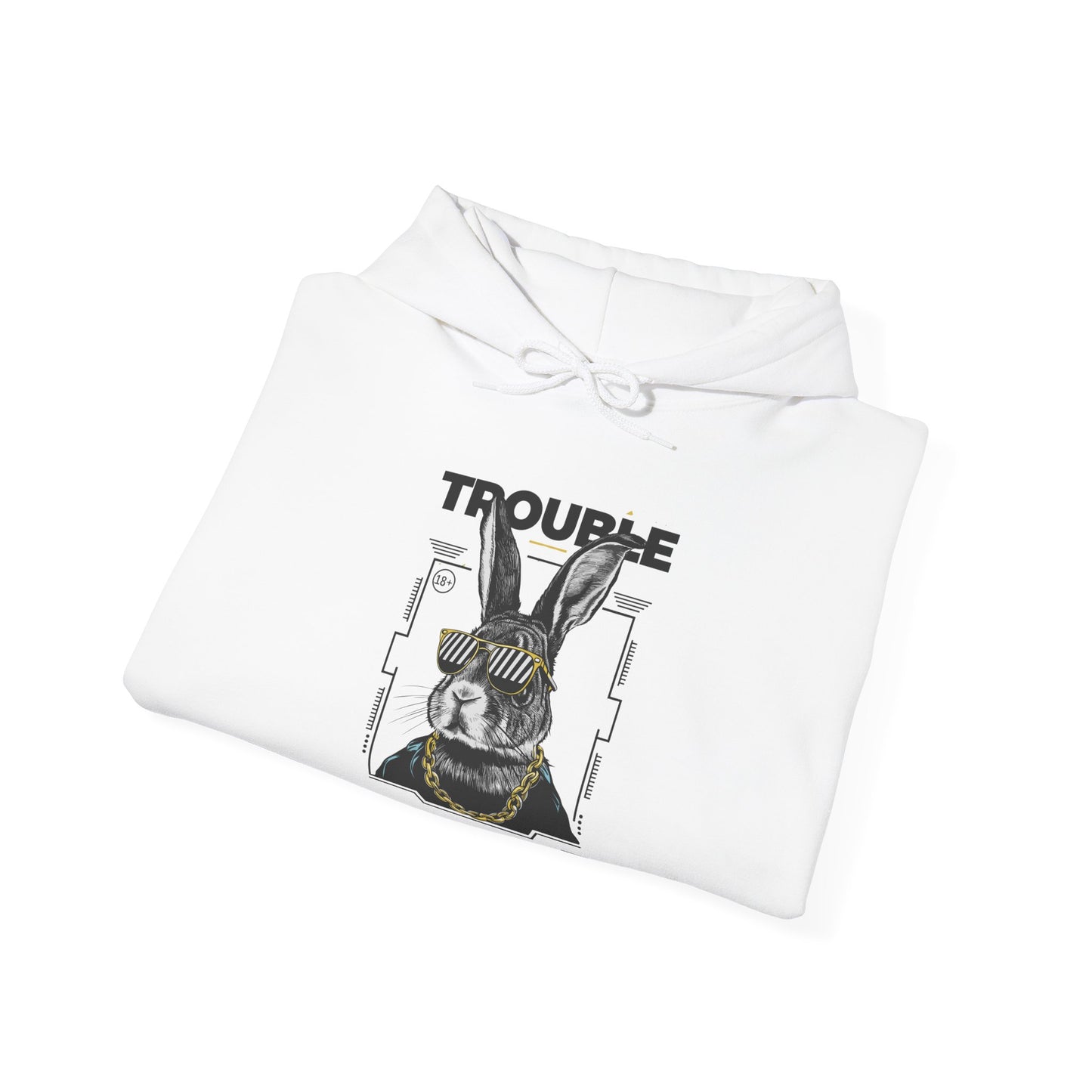 Unisex Heavy Blend™ Hooded Sweatshirt - 'Trouble' Bunny Design