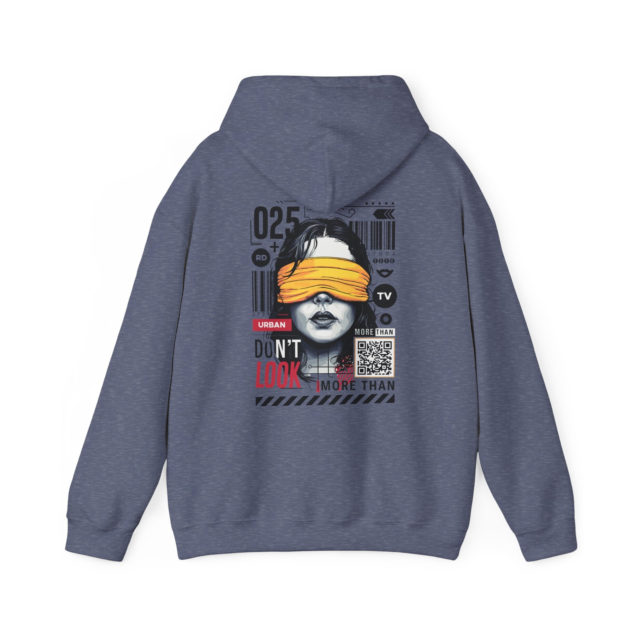 Unisex Heavy Blend Hooded Sweatshirt - Bold Vintage Graphic 'Don't Look' Design