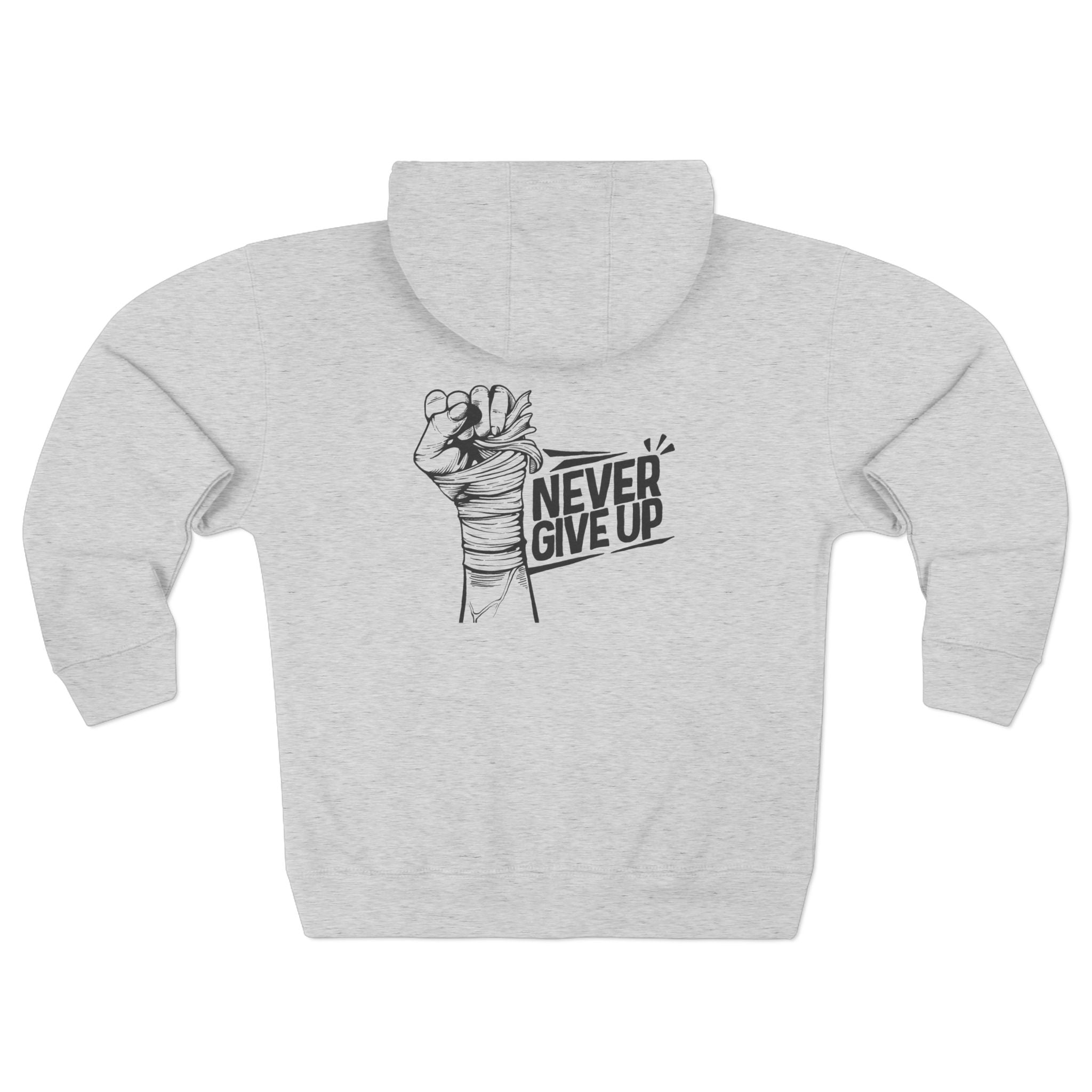 Motivational Unisex Zip Hoodie - "Never Give Up" Inspiration for Every Day