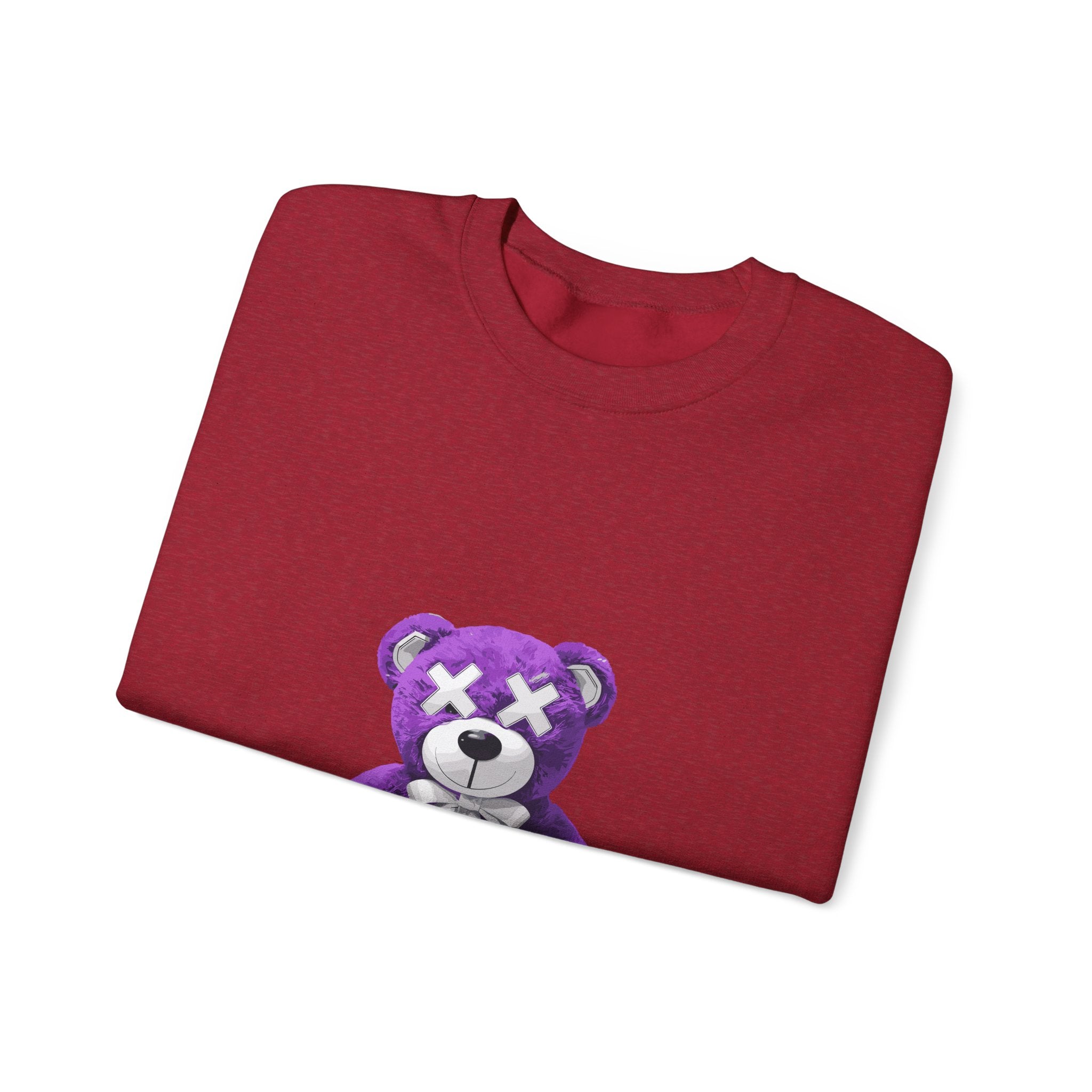 Unisex Heavy Blend™ Crewneck Sweatshirt - Purple Bear Graphic - Unique Streetwear Design