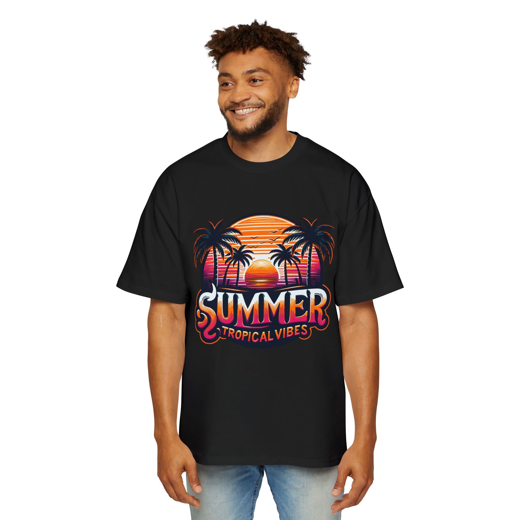 Heavy Oversized Tee - Summer Tropical Vibes Graphic T-Shirt