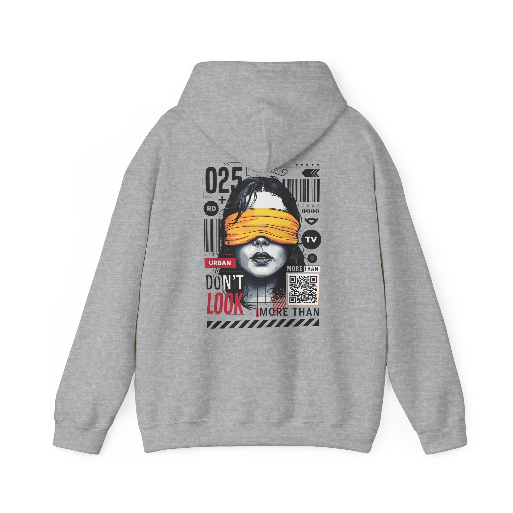 Unisex Heavy Blend Hooded Sweatshirt - Bold Vintage Graphic 'Don't Look' Design