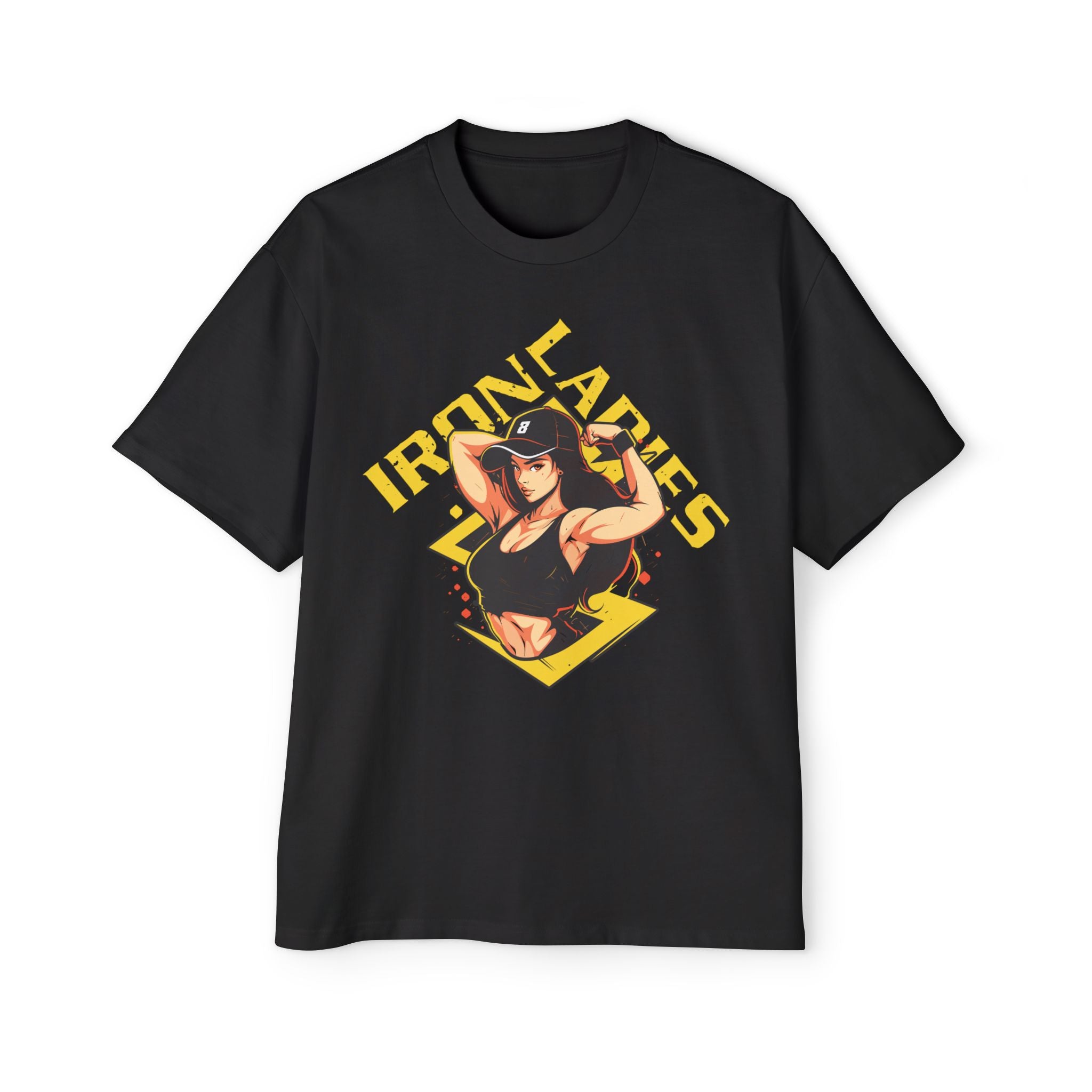 Iron Ladies Oversized Tee - Empowering Graphic Shirt for Fitness Enthusiasts