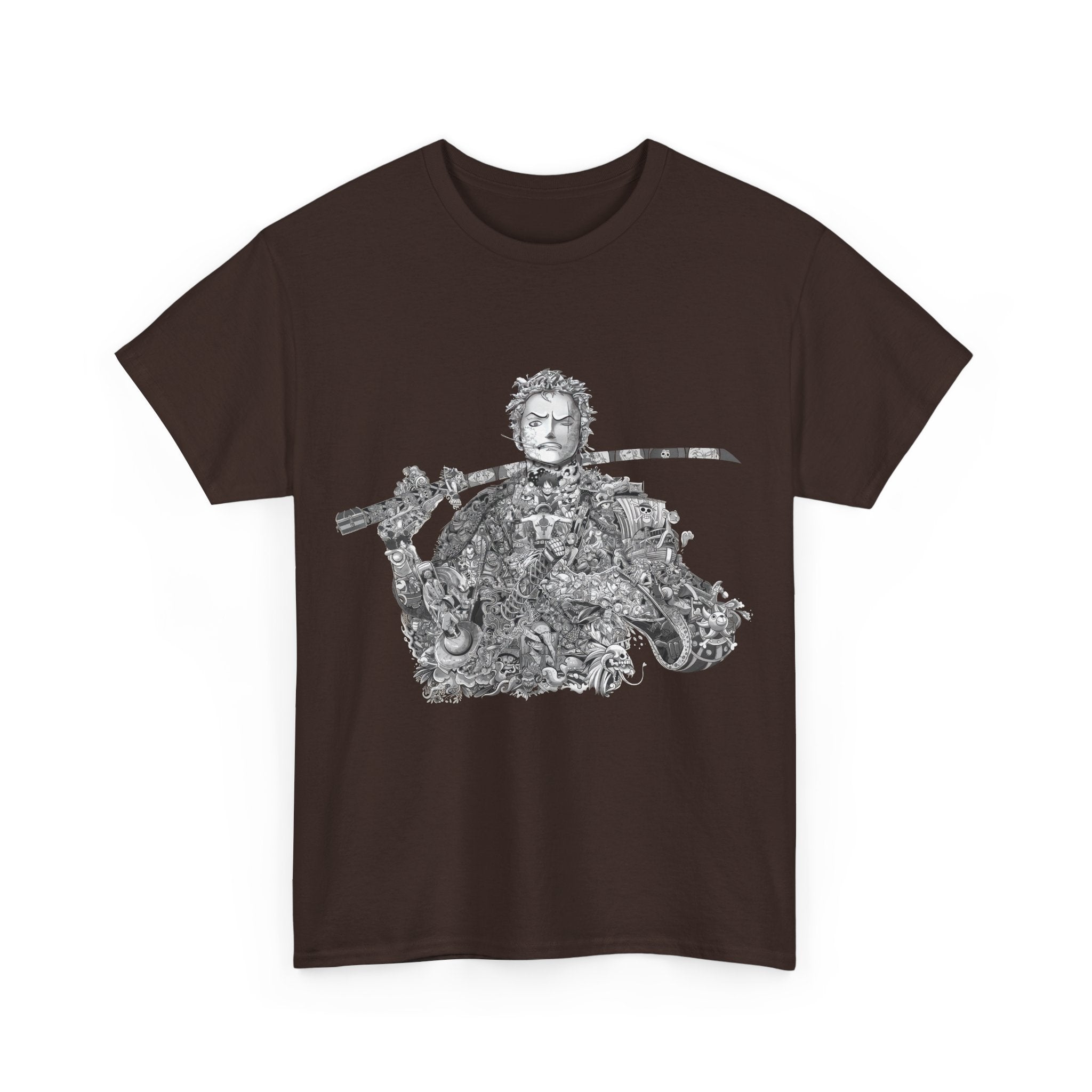 Unisex Heavy Cotton Tee - Artistic Samurai Design, Casual Streetwear for Anime Fans