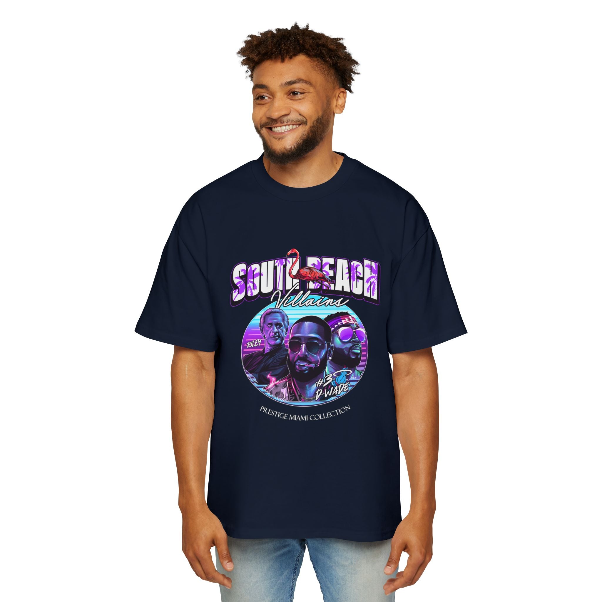 South Beach Vibes Heavy Oversized Tee - Retro Graphic T-Shirt