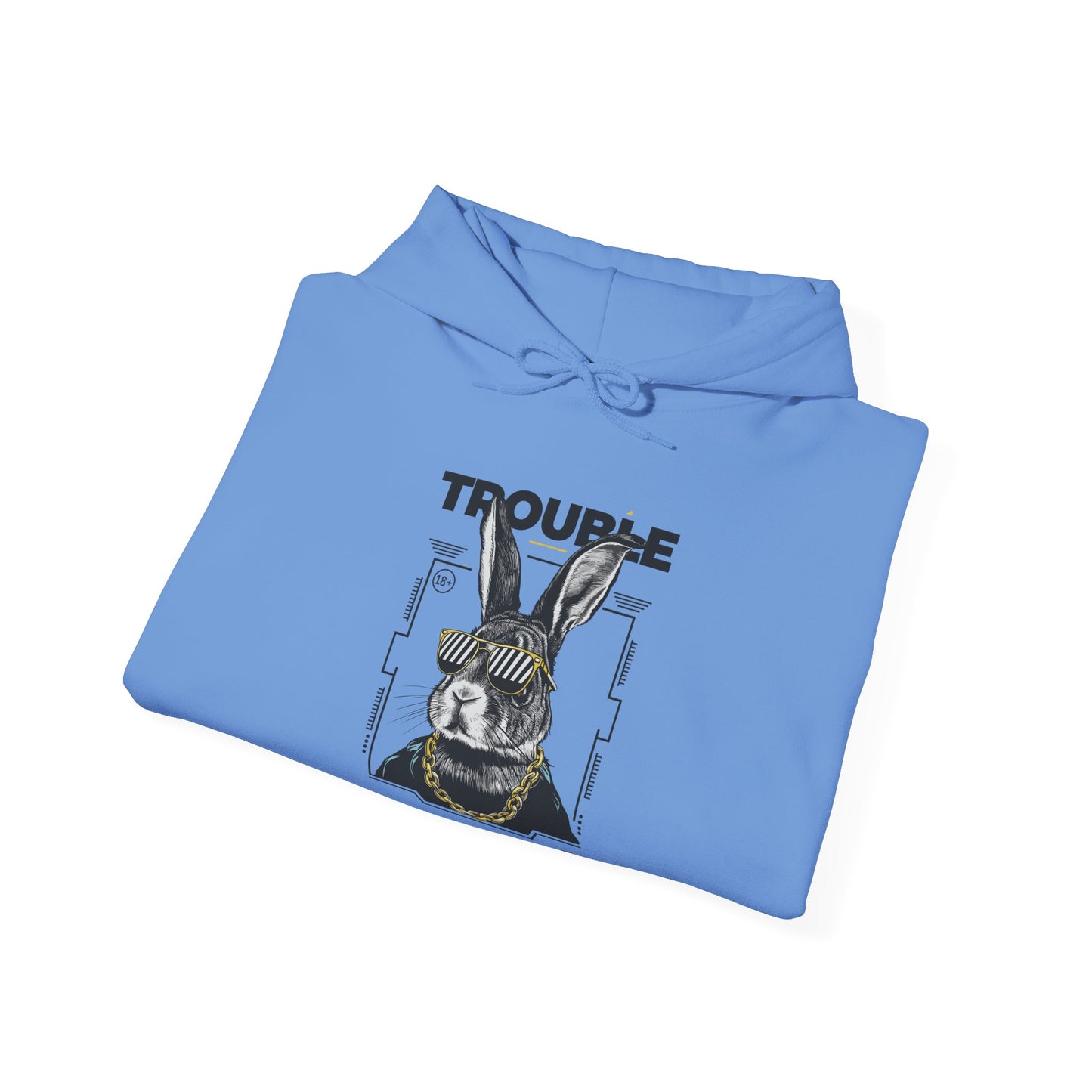 Unisex Heavy Blend™ Hooded Sweatshirt - 'Trouble' Bunny Design