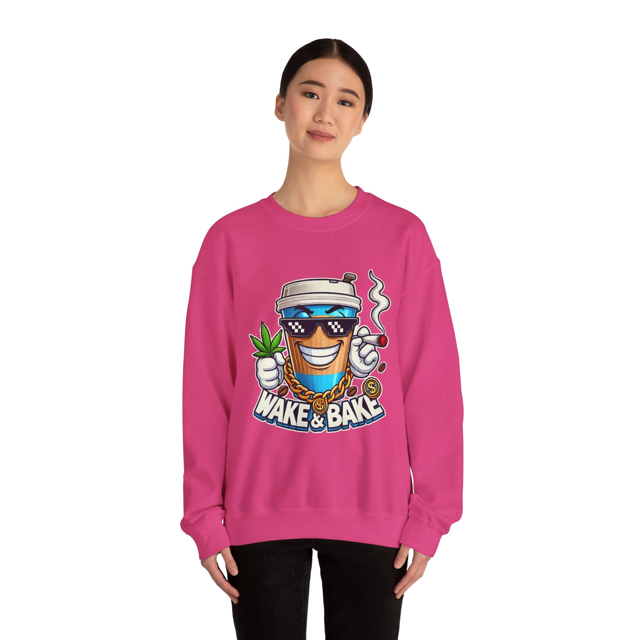 Wake & Bake Unisex Heavy Blend™ Crewneck Sweatshirt - Perfect for Cozy Days & Cannabis Enthusiasts